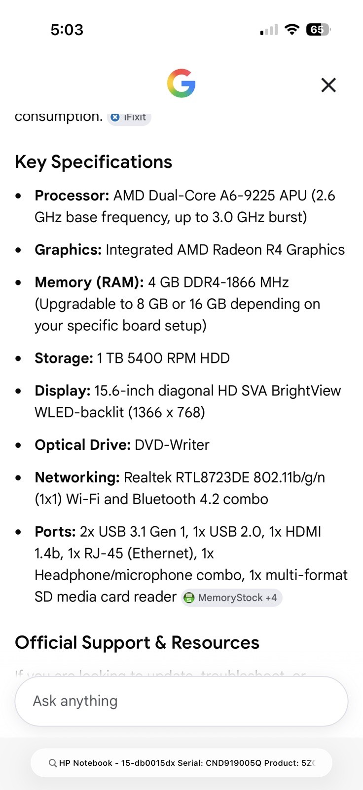 HP 15.6″ Laptop, REGULAR LAPTOP NOTHING SPECIAL, Please Read More In Description