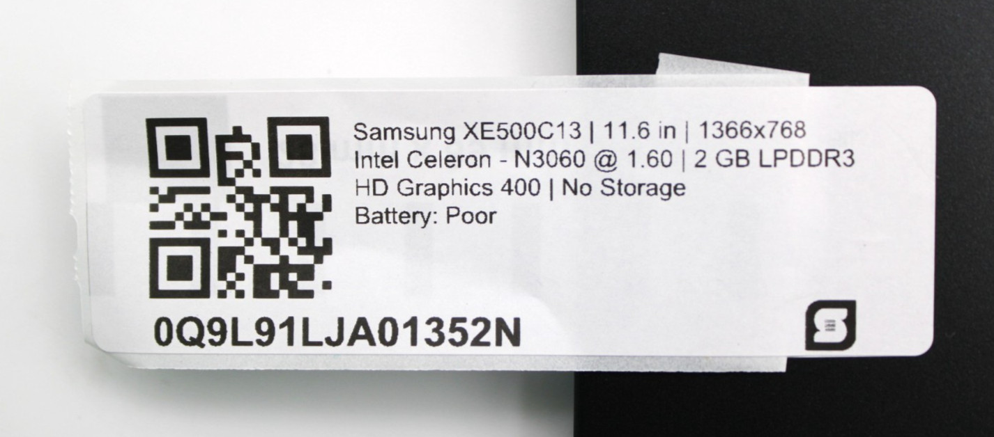 Samsung XE500C13 Celeron-N3060@1.6GHz 2GB LPDDR3 NO STORAGE OR OS *USED/TESTED*