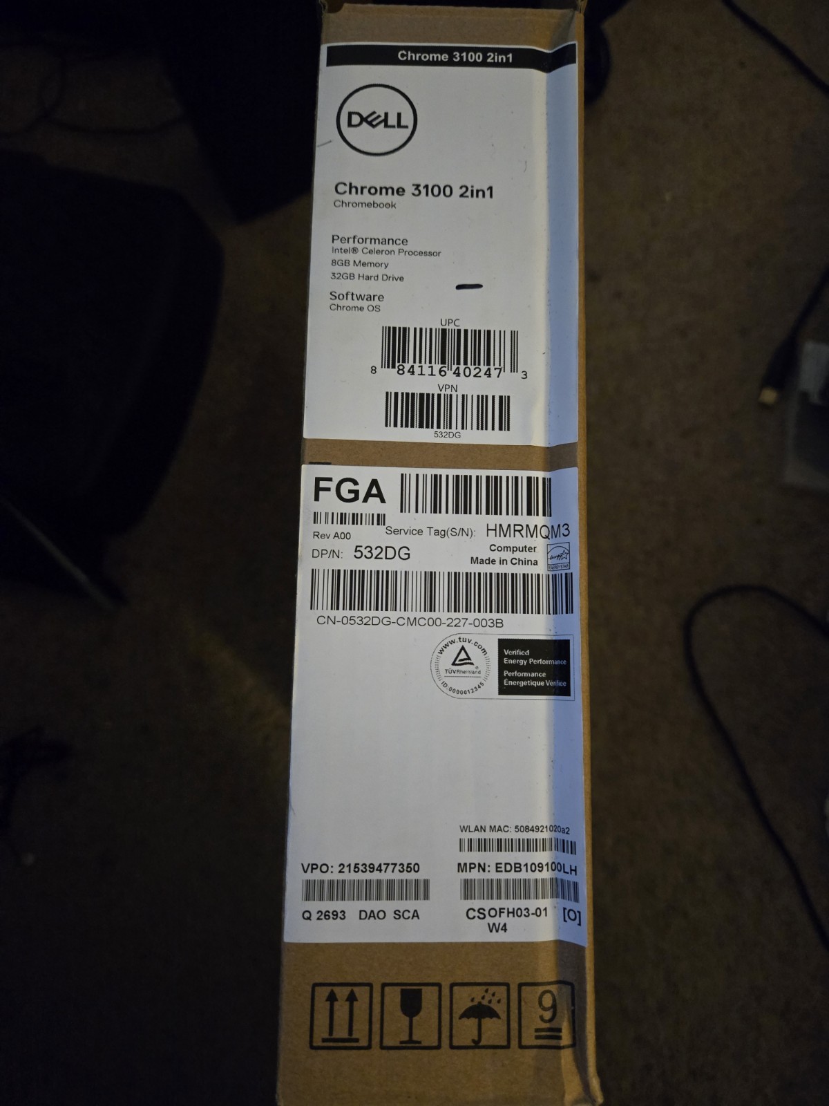Dell Chromebook 3100 touchscreen 2-in-1 Laptop 8GB RAM, 32GB Storage Open Box