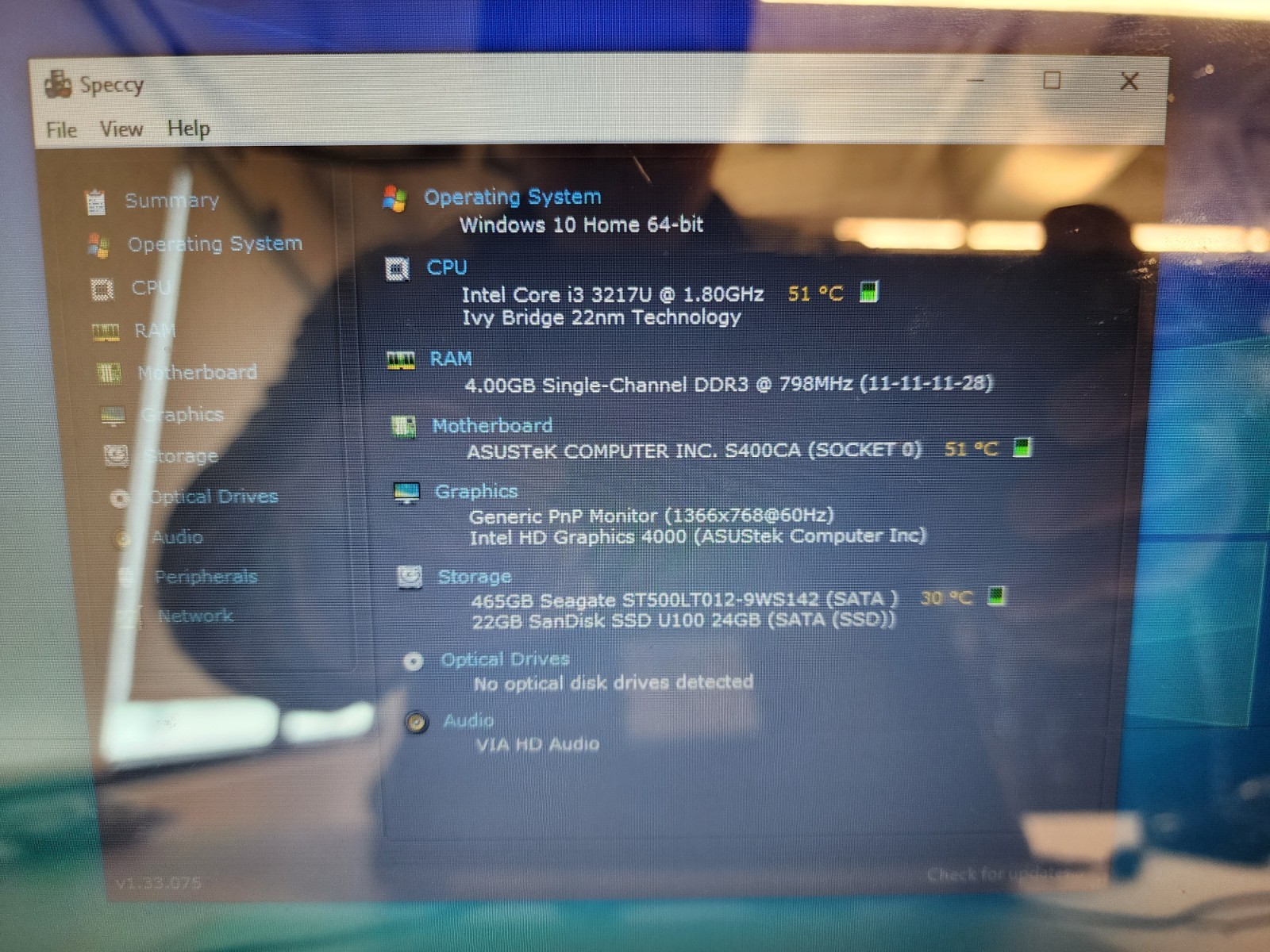 asus s400ca i3-3217u@1.80ghz 4gb Ram 500gb Hdd 24gb Ssd Touchscreen Win10 READ!