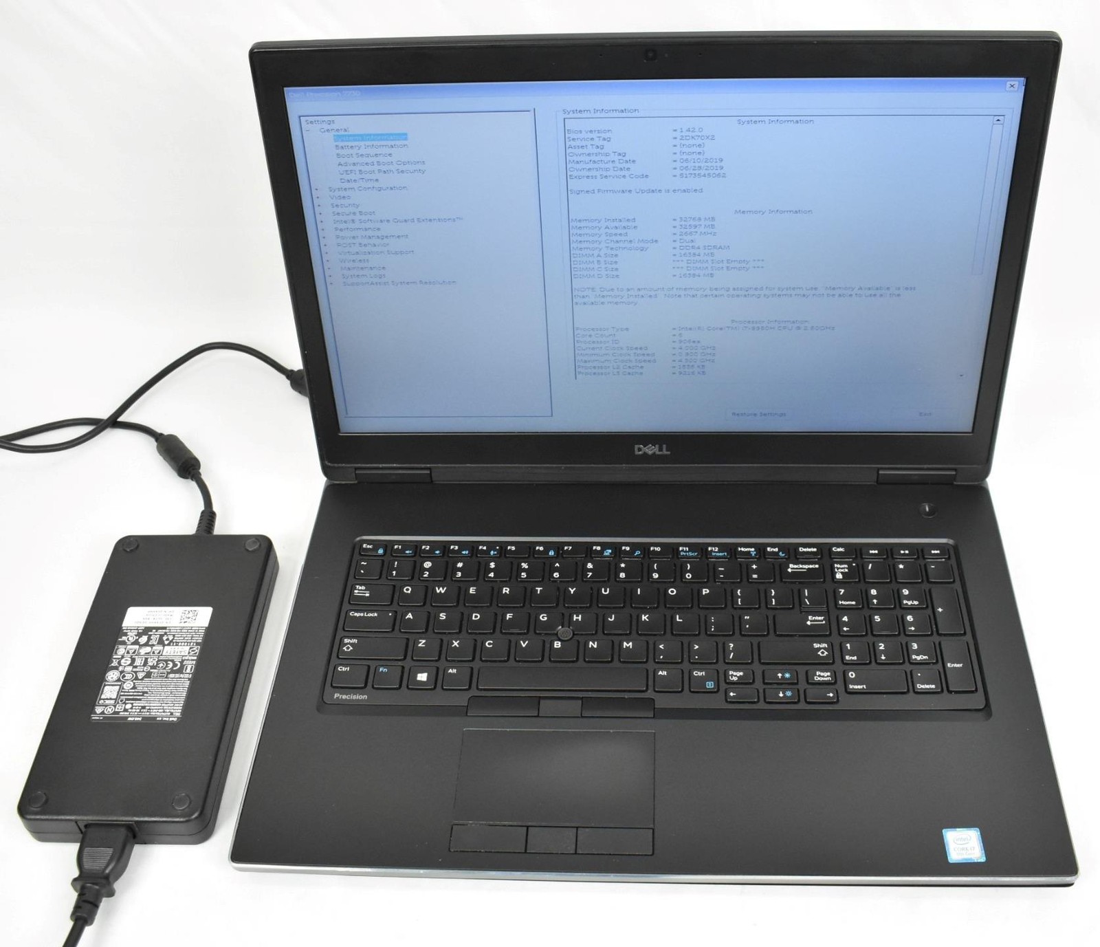 Dell Precision 7730 i7-8850H 2.6GHz 32GB 256GB SSD No OS 17.3″ Quadro P3200