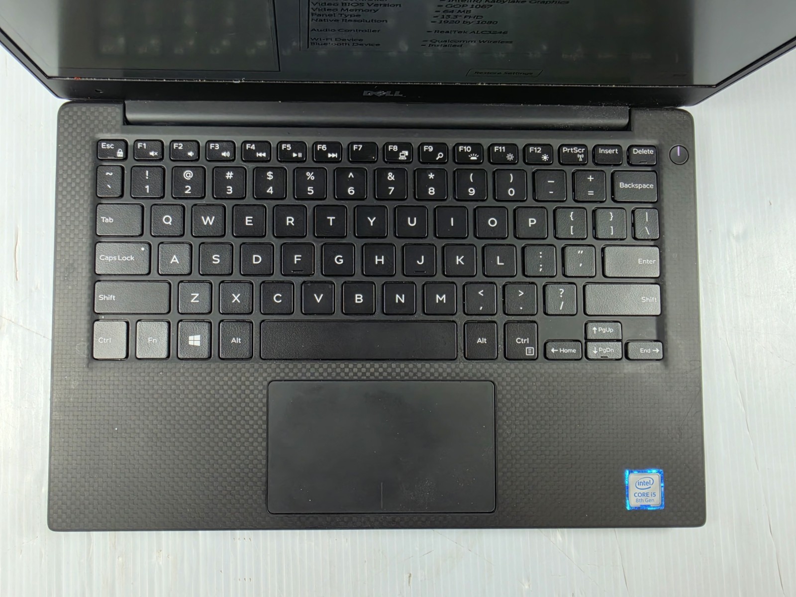 Dell XPS 13 9360, Intel Core i5-8250U @ 1.6GHz, 8GB RAM, NO SSD Laptop