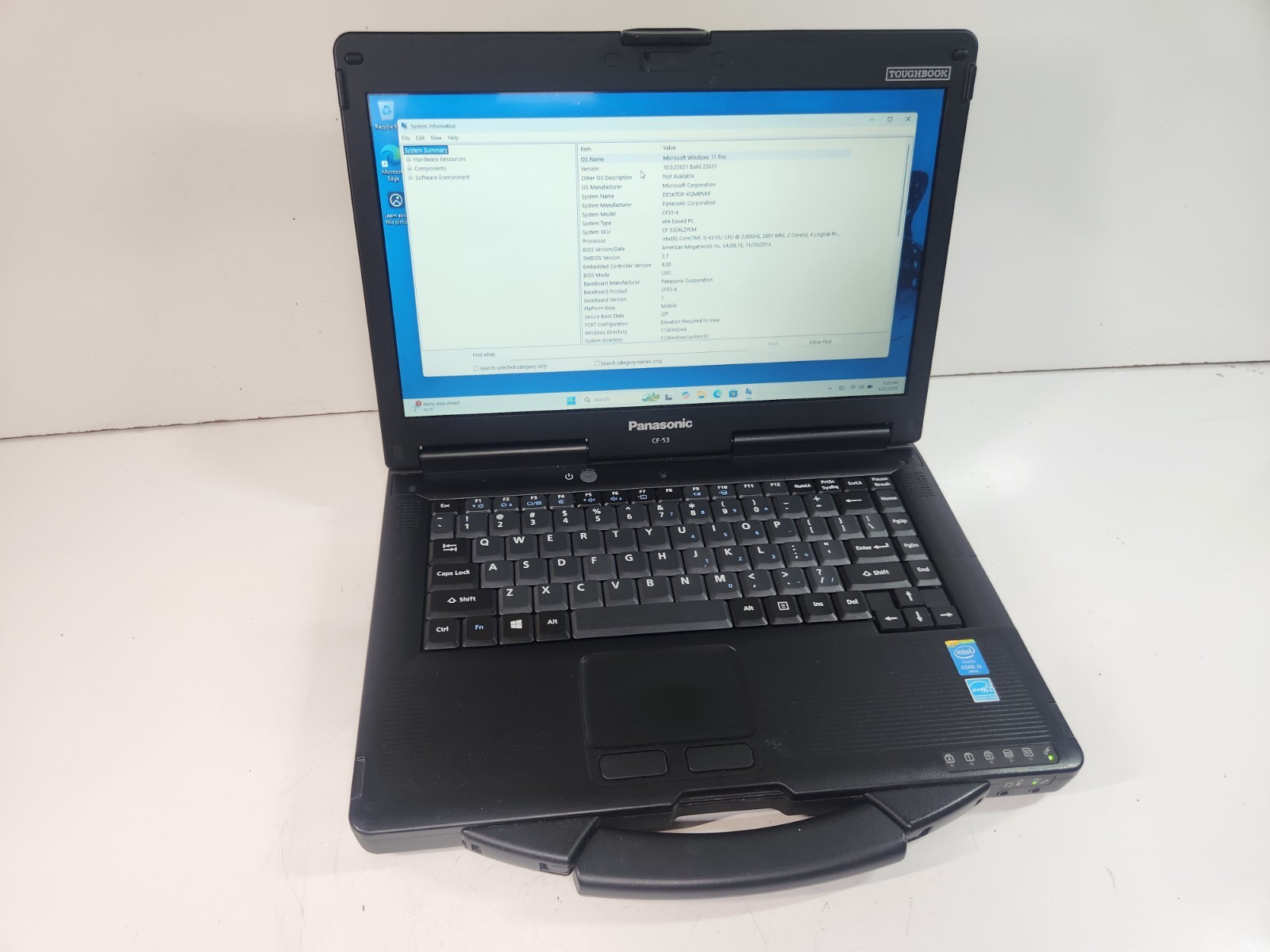 Panasonic Toughbook CF-53 mk4 Core i5-4310u 2.00GHz, 16GB Ram 500GB SSD, W11