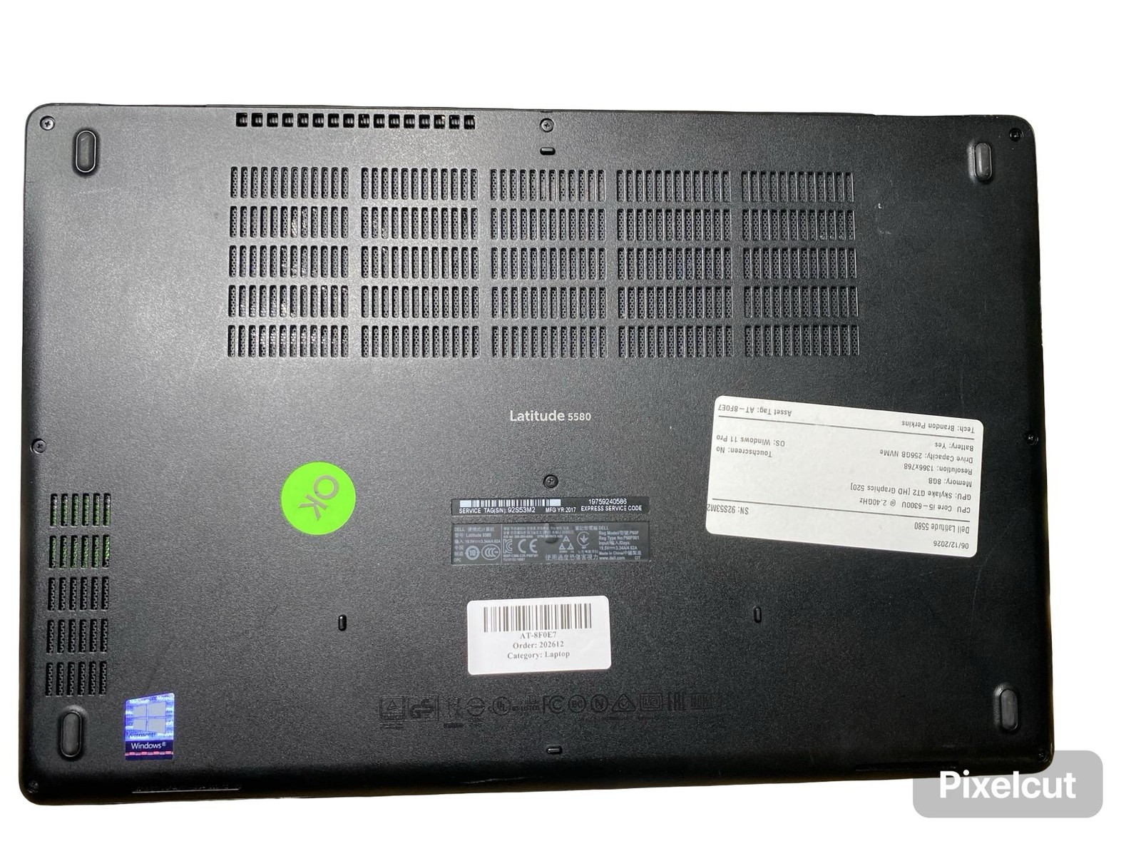Dell Latitude 5580 Corei5 6300U 8GB Win11Pro 256GB Battery Inc Grade C