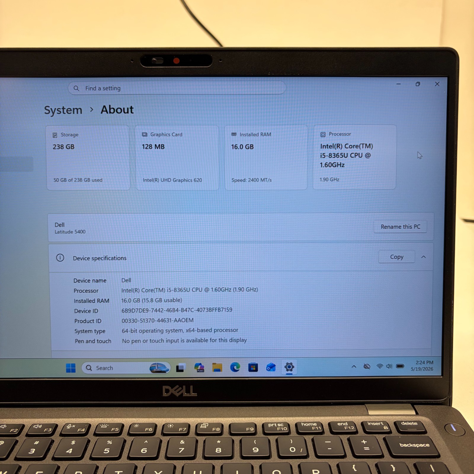 Dell Latitude 5400 w/ Power Supply