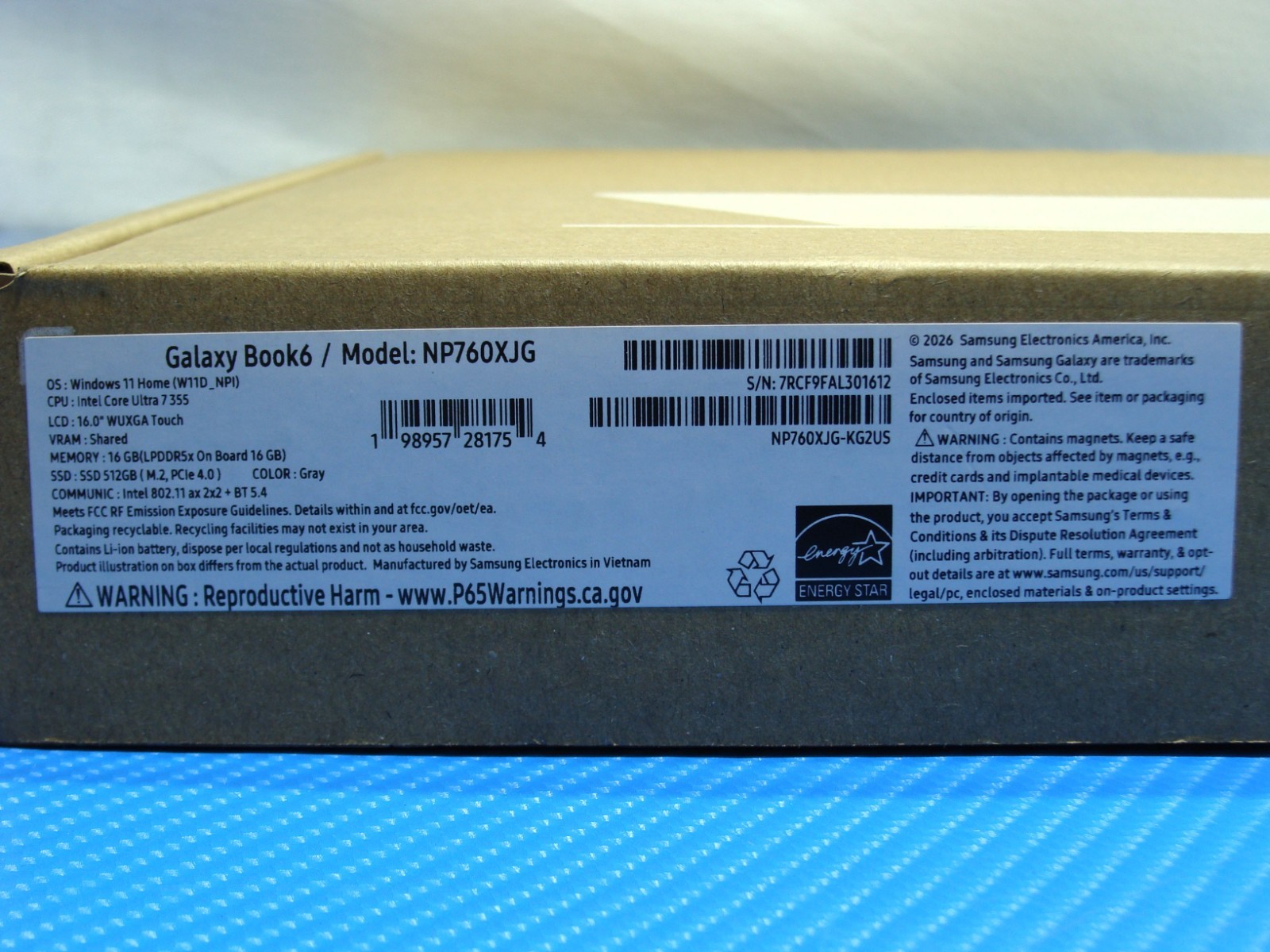 2026 SAMSUNG GALAXY BOOK 6 16″WUXGA TOUCH Ultra 7 355 2.3Ghz 16GB 512GB 2 cycles