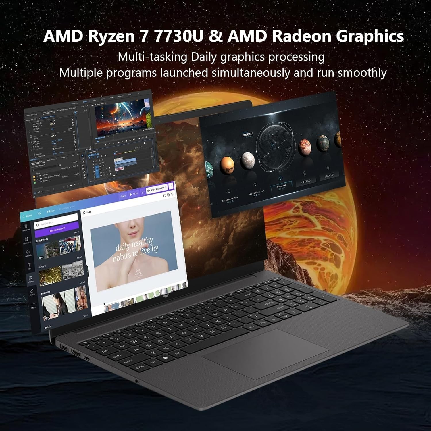 HP 15.6″ Business and Study Laptop, Ryzen 7 7730U, Up to 64GB RAM 2TB SSD, Win11