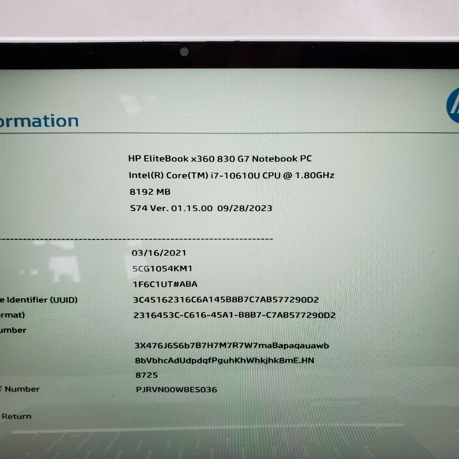LOT OF 2 HP EliteBook x360 830 G7 Intel Core i7-10610U 8GB RAM NO SSD *READ