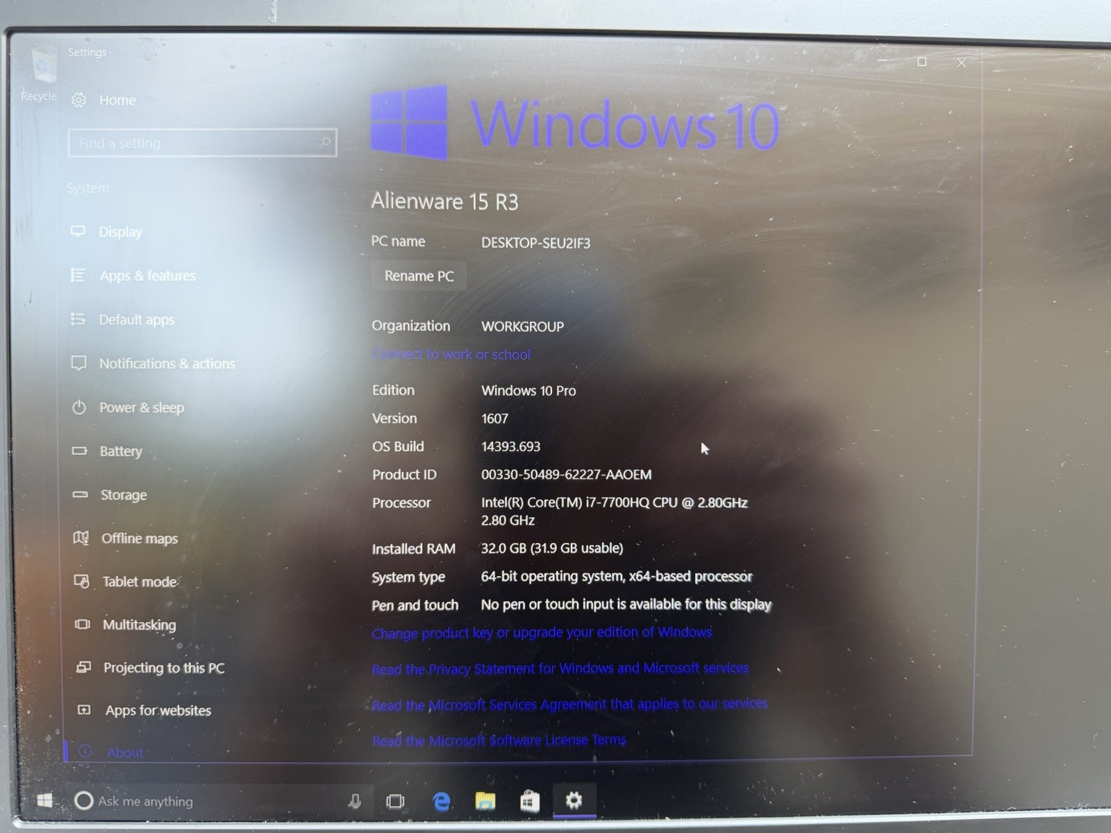 Alienware 15 R3 Laptop I7-7700HQ