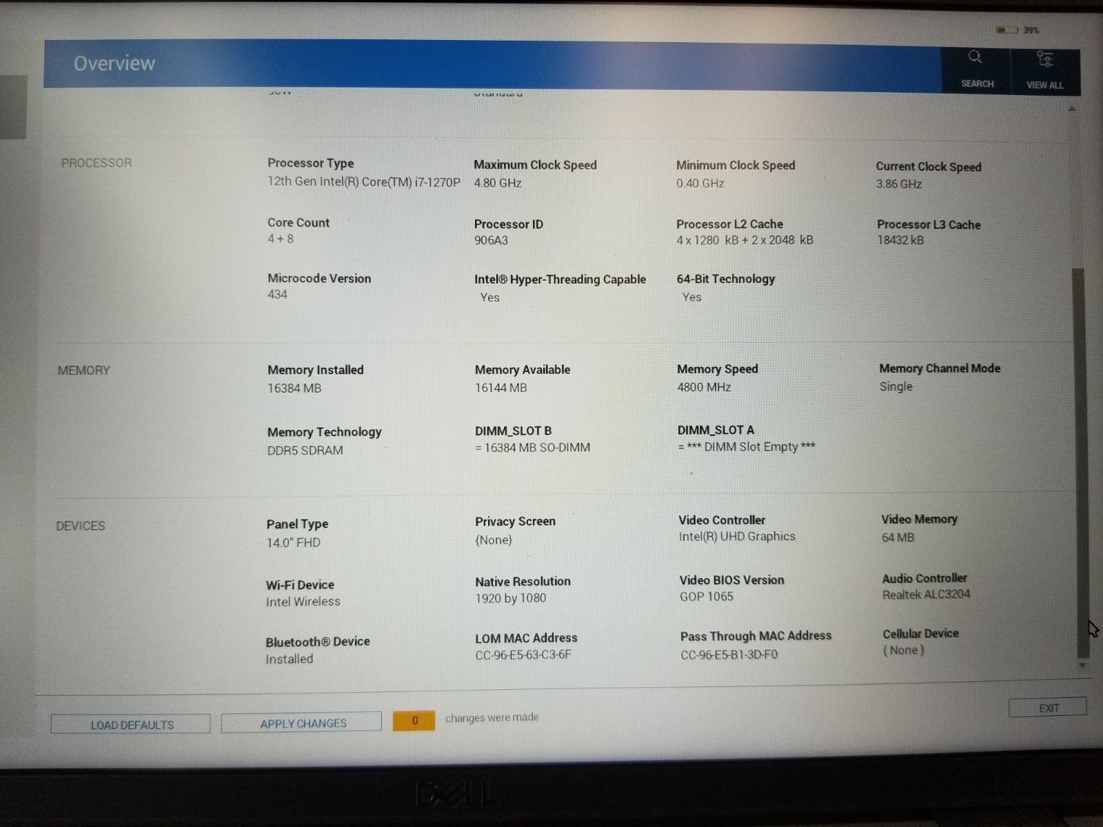 Dell Latitude 5431 14″ Intel i7-1270P 16GB DDR5 NO HDD NO OS/ FREE DELIVERY
