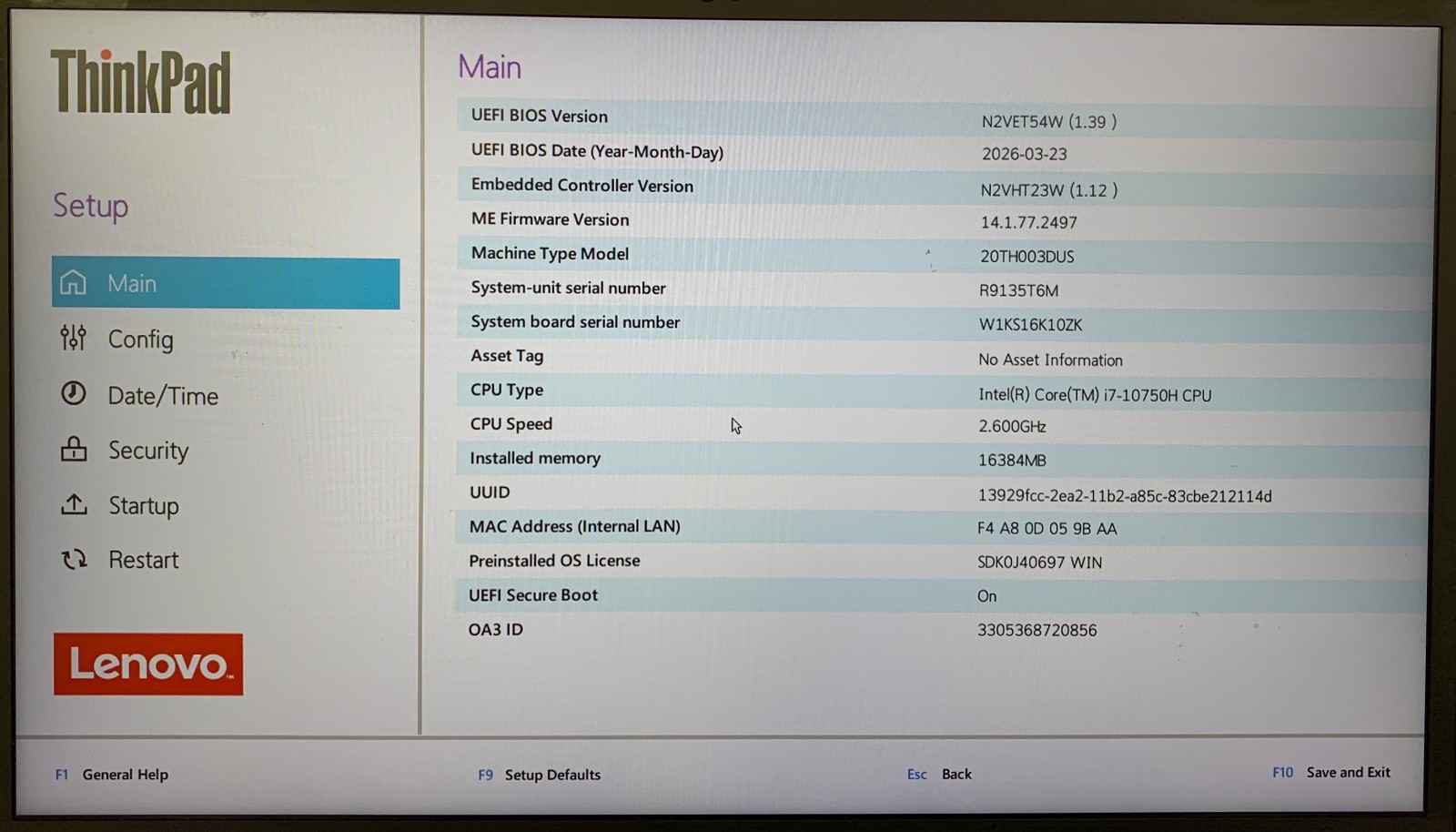 Lenovo ThinkPad P1 Gen 3 15.6″ Laptop i7-10750H 16GB RAM 512GB NVMe