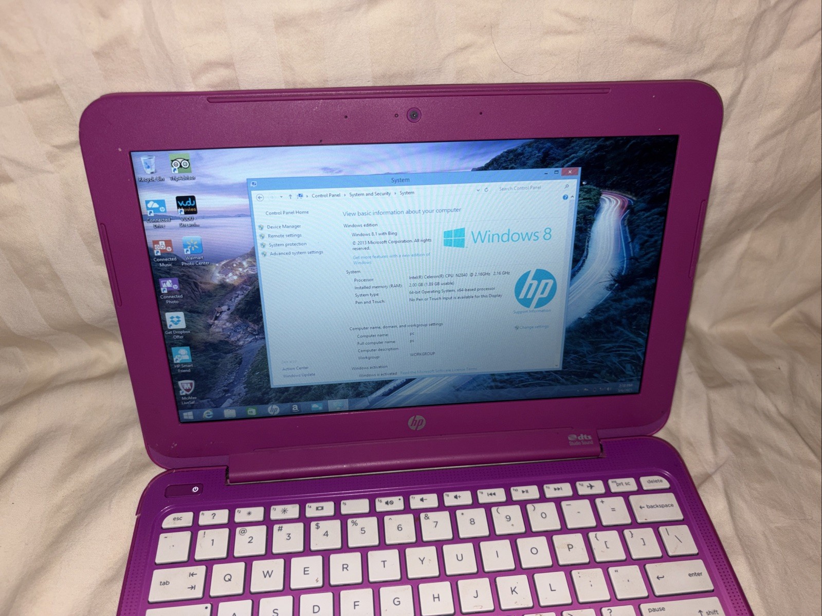HP Stream 11 Intel Celeron N2840 Dual-Core 2GB RAM 32GB Laptop pInk -READ detail