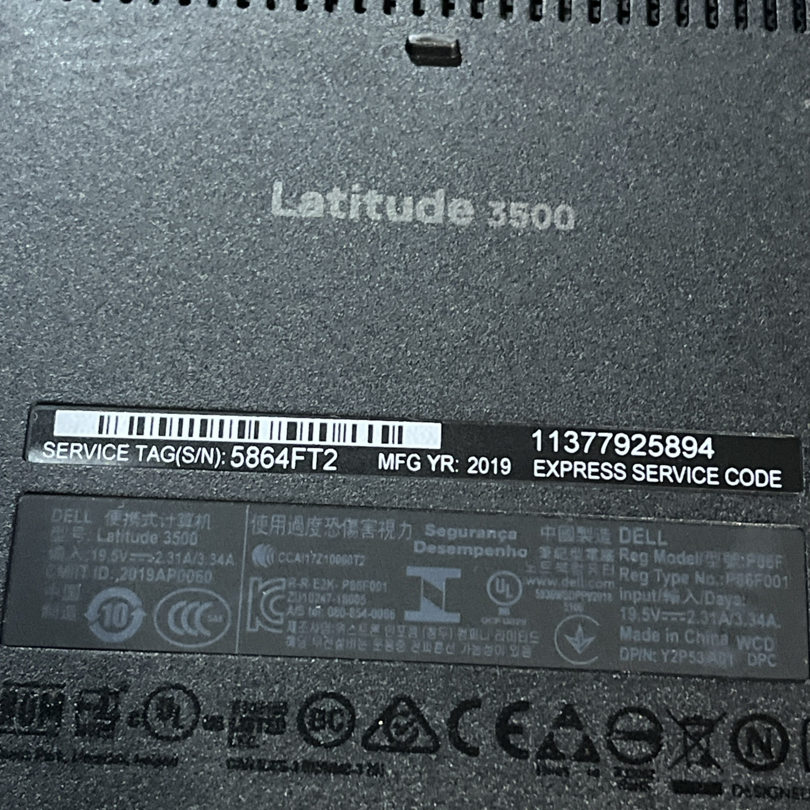 DELL LATITUDE 3500 INTEL CORE I3 8TH GEN 8GB RAM NO HD