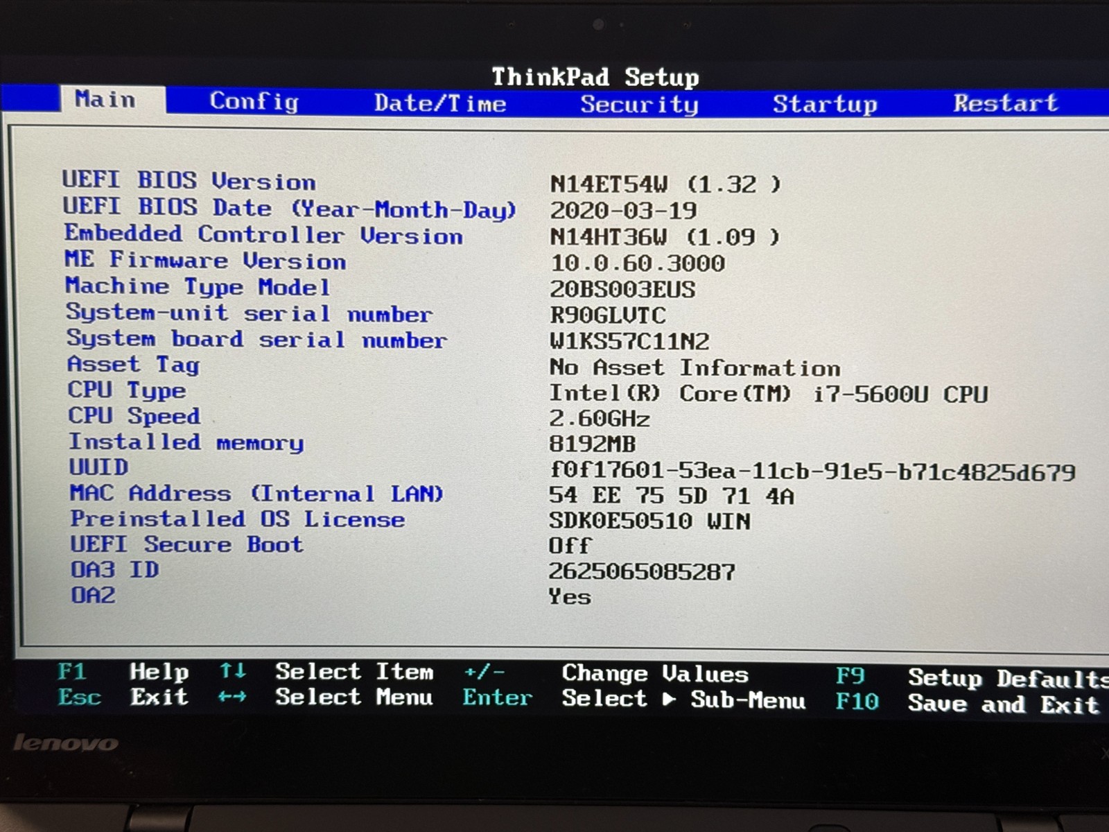 THINKPAD X1 CARBON GEN 3 14″ Intel Core I7-5600U 2.6GHz 8GB RAM 512GB M.2 Laptop