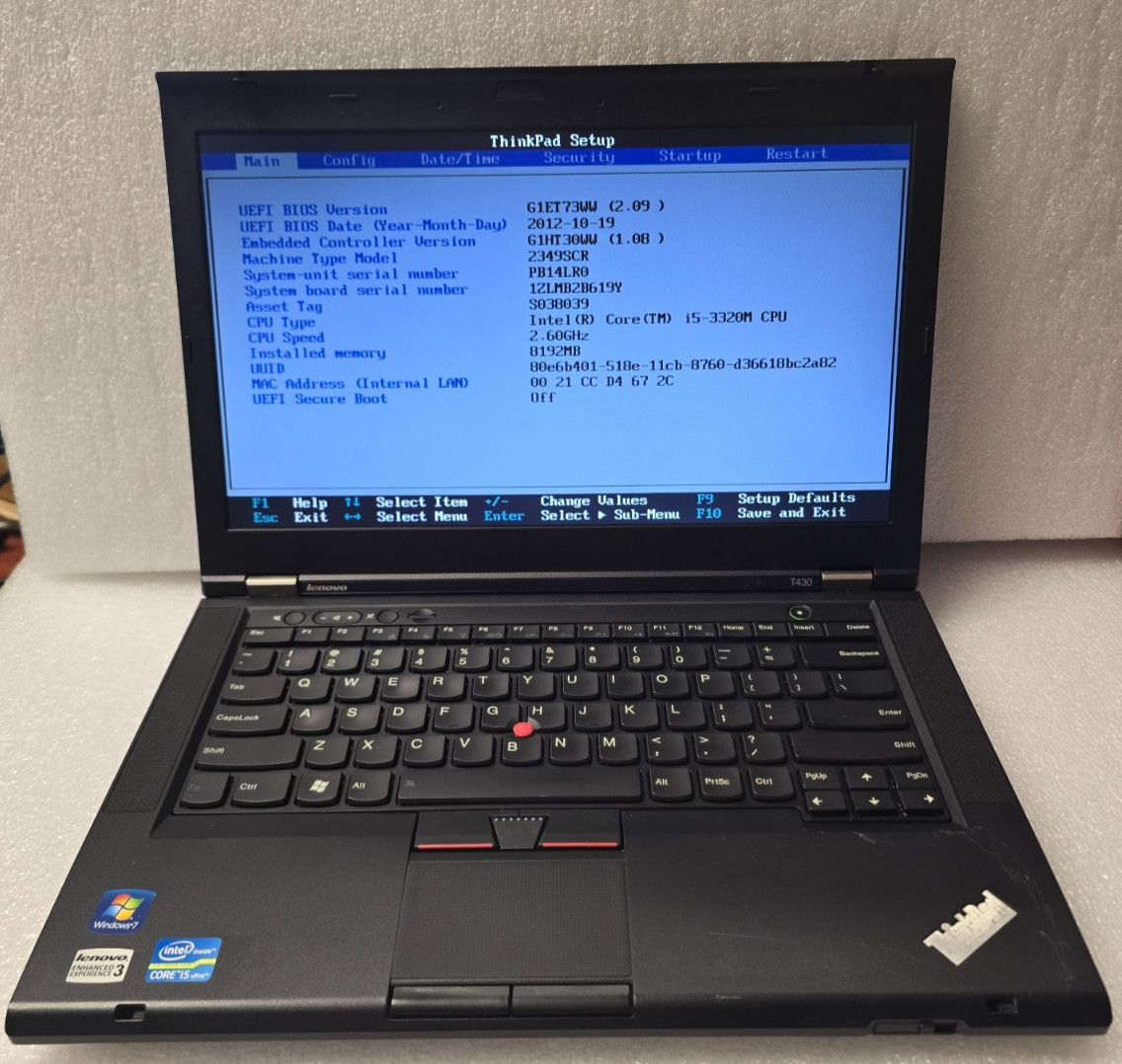 Lenovo ThinkPad T430 | i5-3320M 2.6Ghz | 8GB RAM | 320GB HDD | Windows 10 Pro