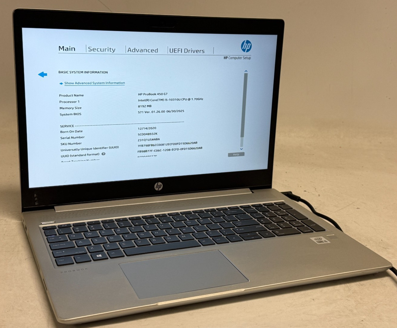 HP ProBook 450 G7 15.6″ (i5-10310u 1.70GHz – 8GB RAM – 256GB SSD – Win11Home)