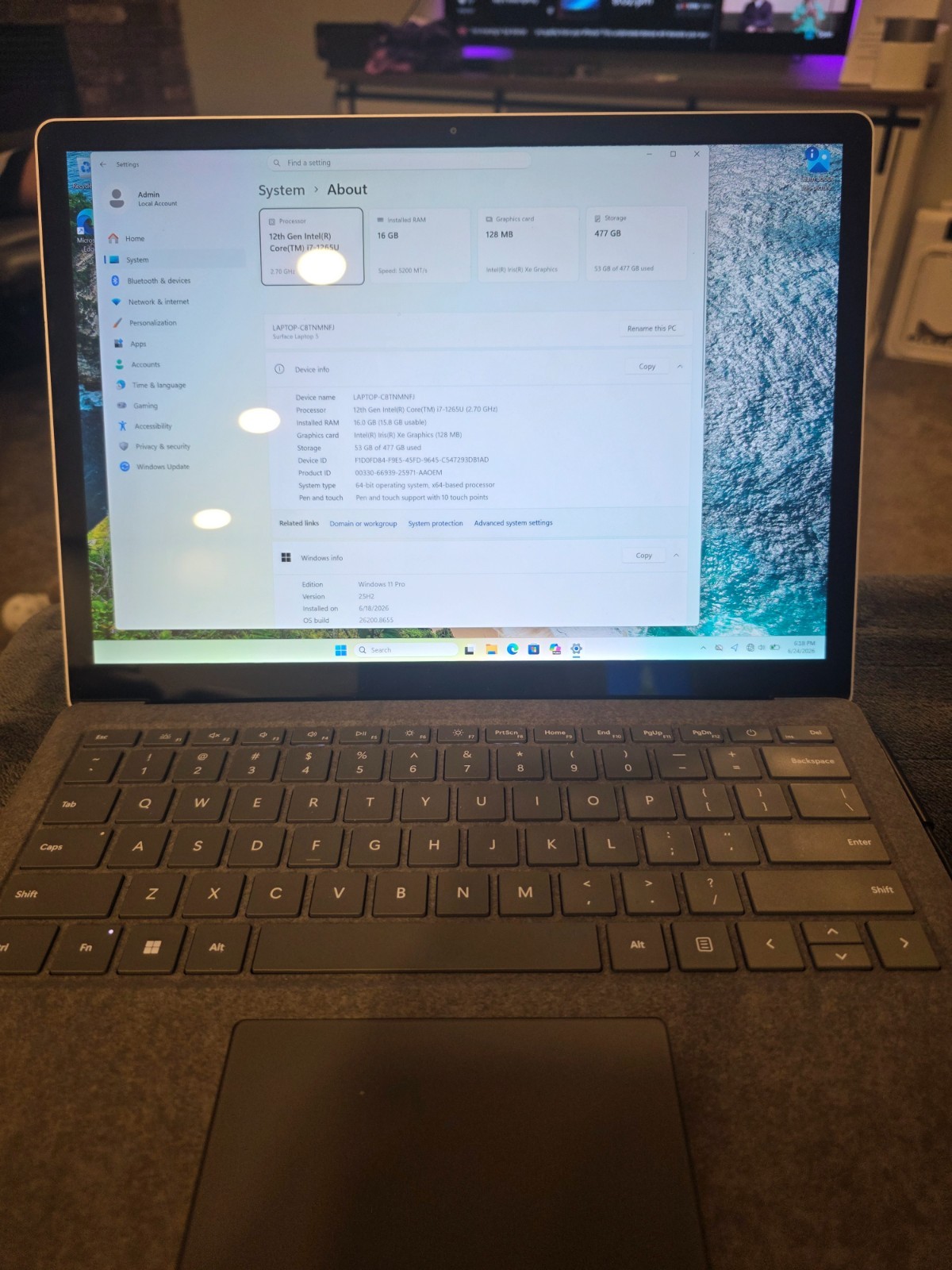 Surface Laptop 5 13.5” Intel Core i7-1265U 16GB RAM 512GB SSD w/ Mag Charger
