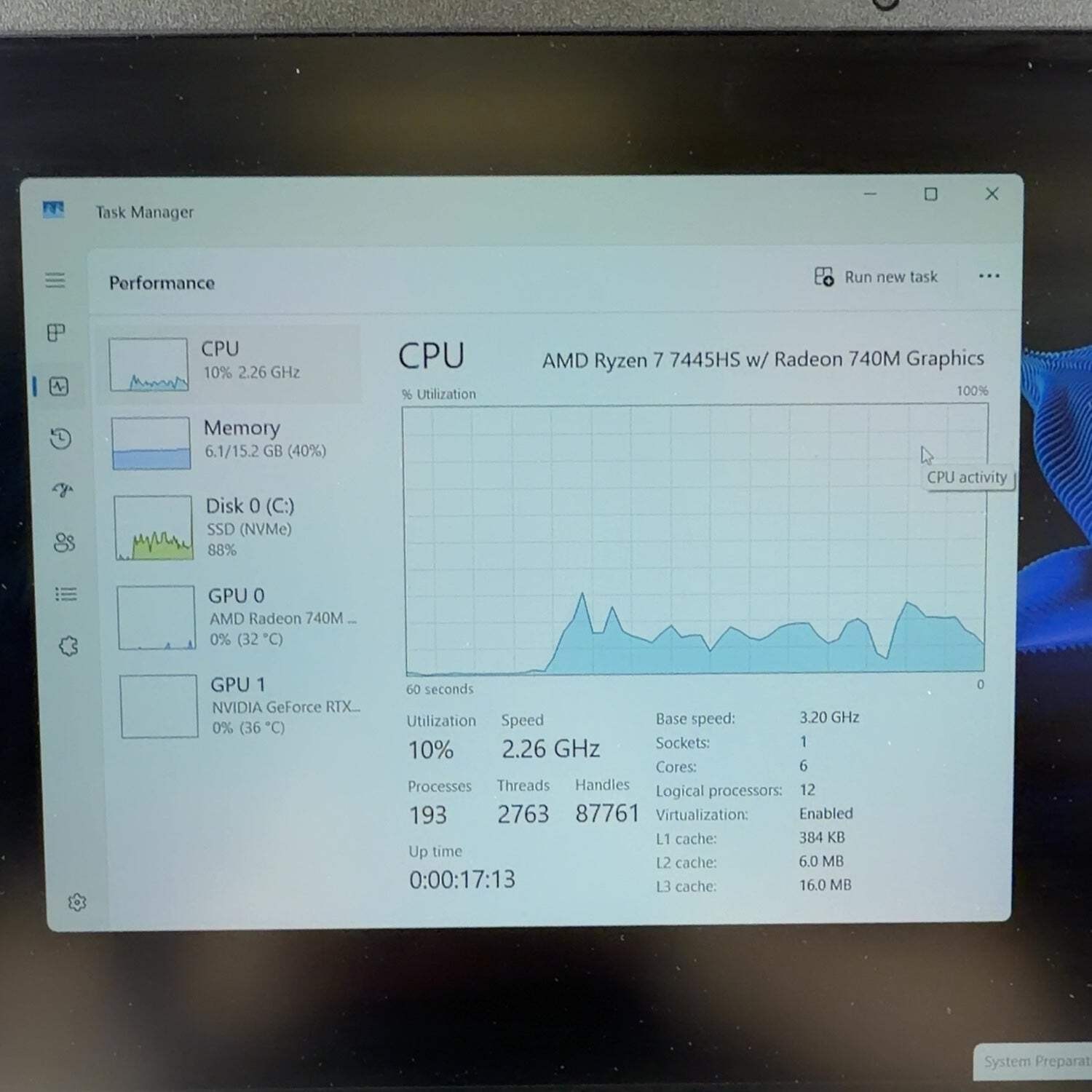 HP Victus 15-fb3093dx 15.6″ Ryzen 7 7445HS 3.20GHz 16GB 512GB GeForce RTX 4050