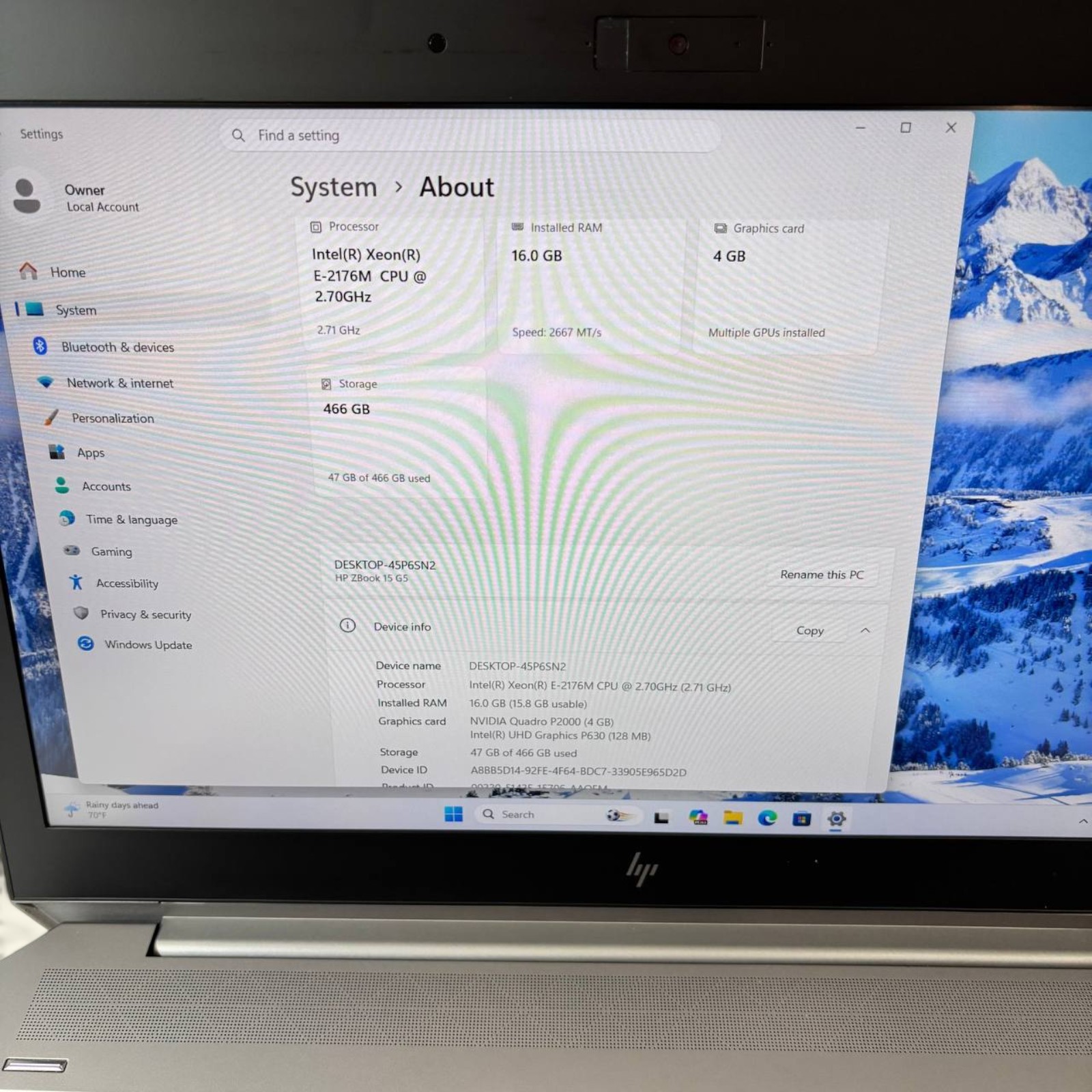 HP ZBook 15 G5 Xeon E-2176M 16GB RAM 512GB SSD Quadro P2000 Win11 Pro #135