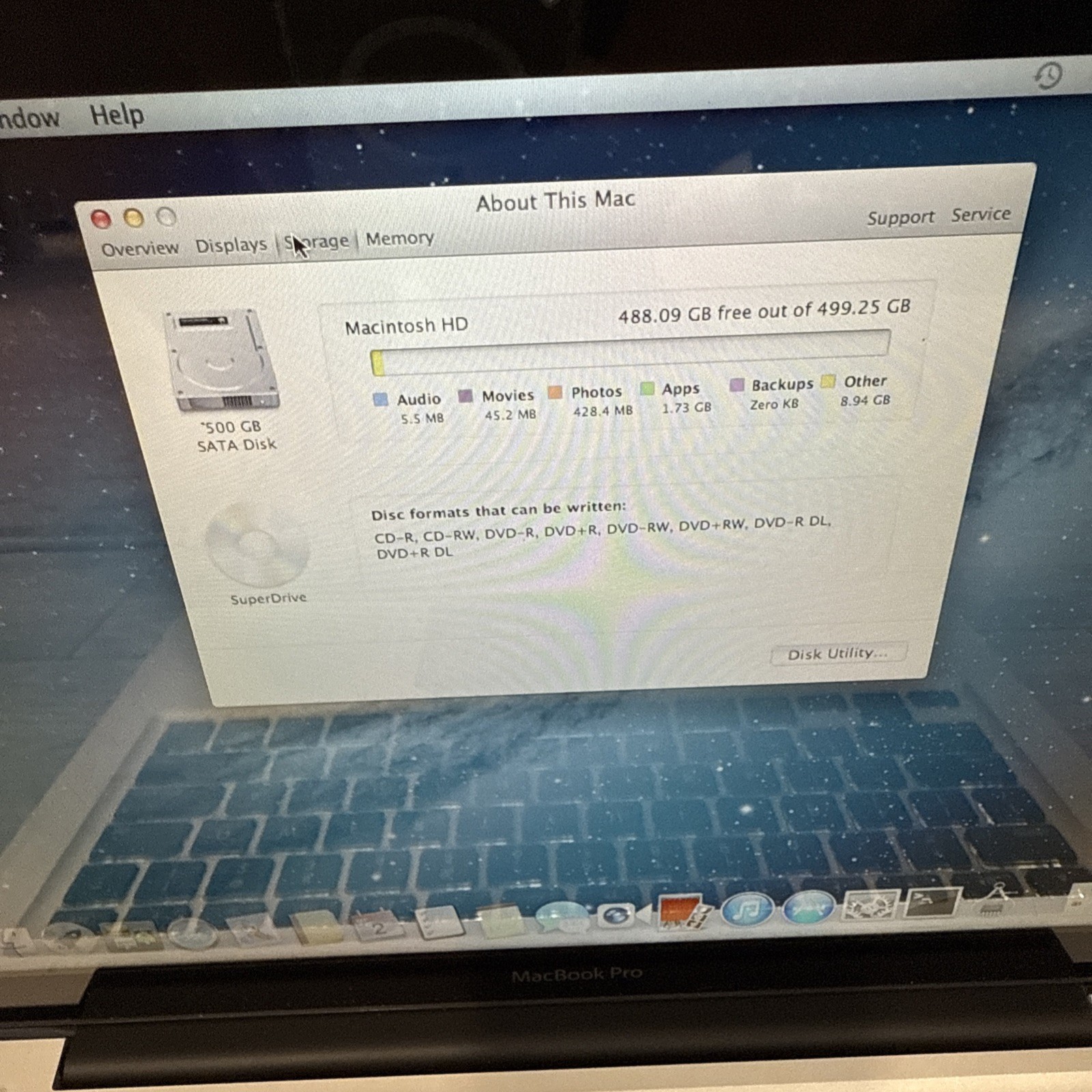 Apple MacBook Pro A1278 13″ Intel Core i5 2.5GHz 4GB RAM 500GB HDD No Charger