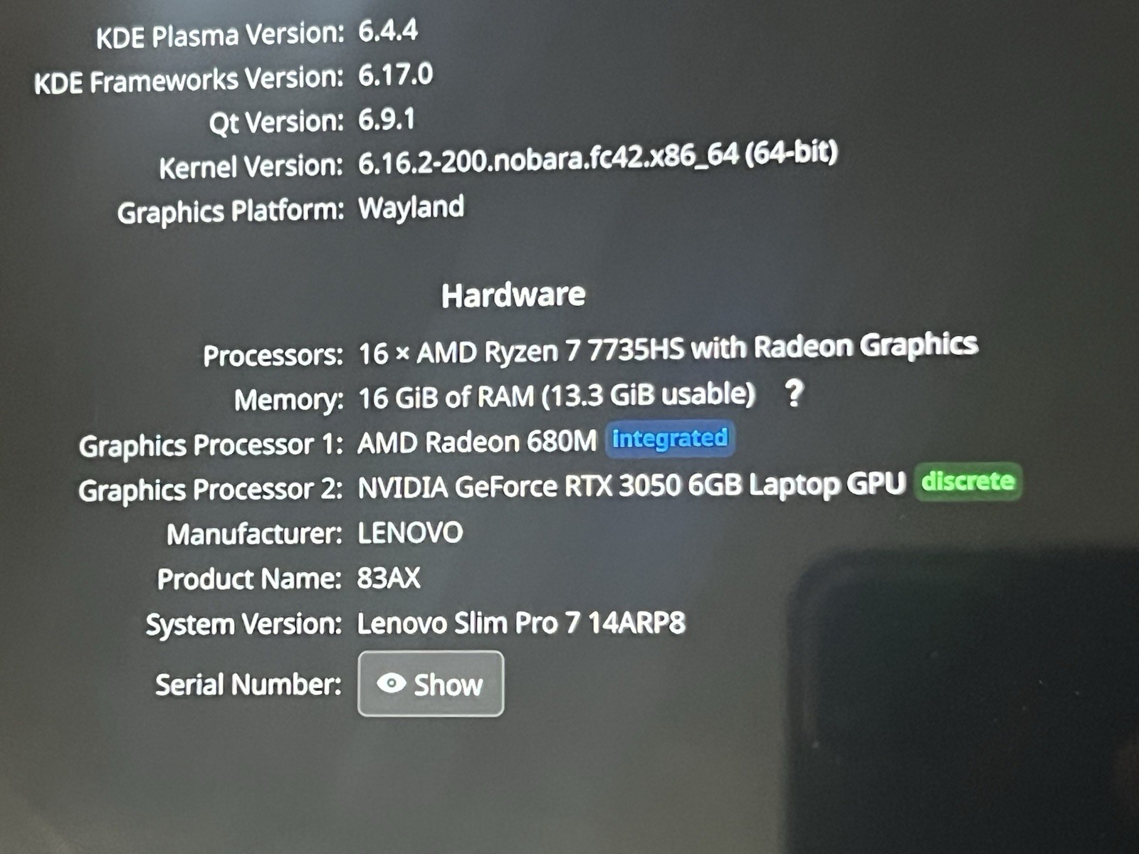 Lenovo Slim Pro 7 GForce 3050 Ryzen 7 7735HS 16GB 14 Inch Touchscreen – 14ARP8