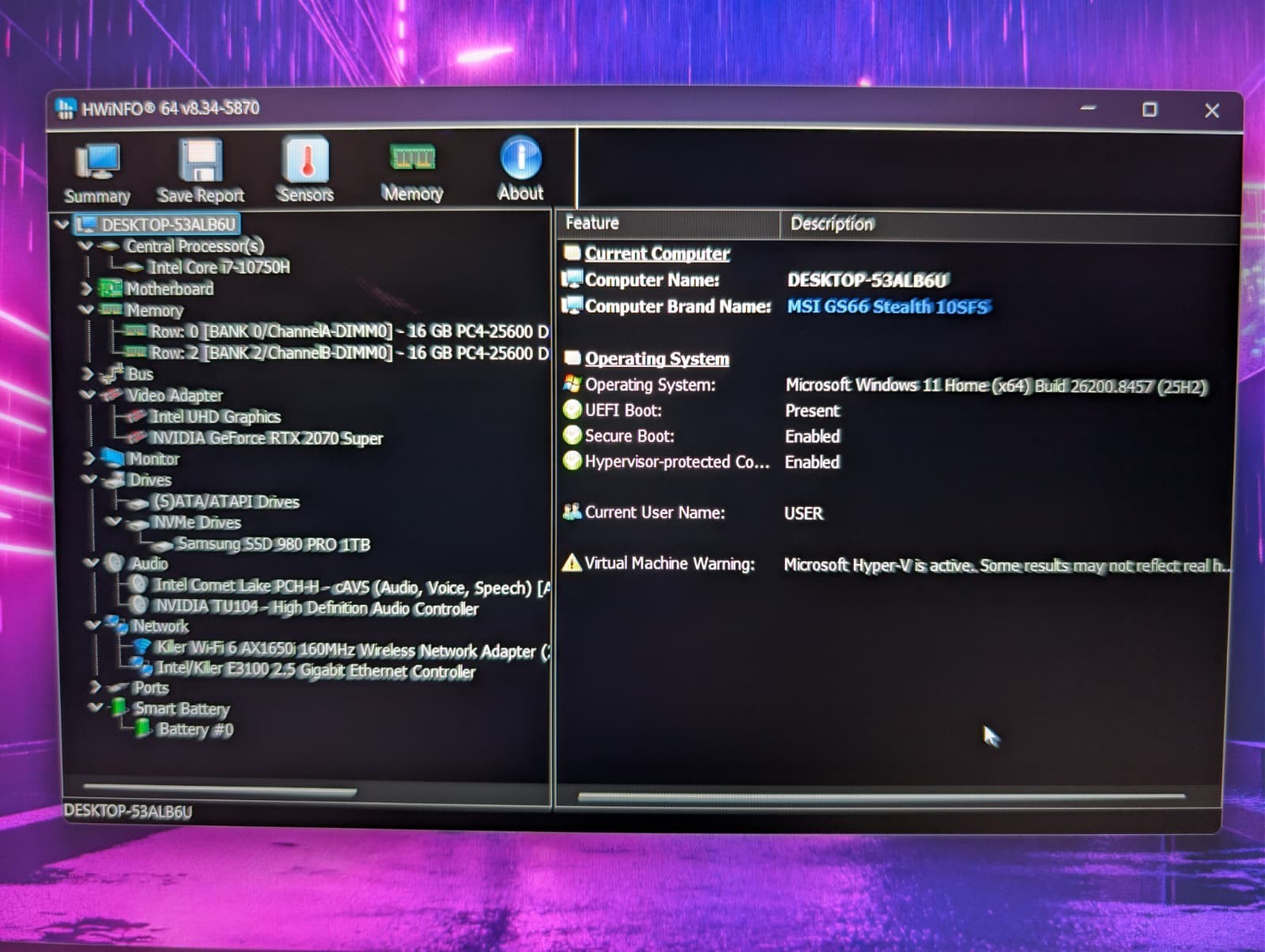 MSI GS66 Stealth | i7 10th 32GB RAM 1TB SSD | FHD@300Hz RGB NVIDIA 2070 Super