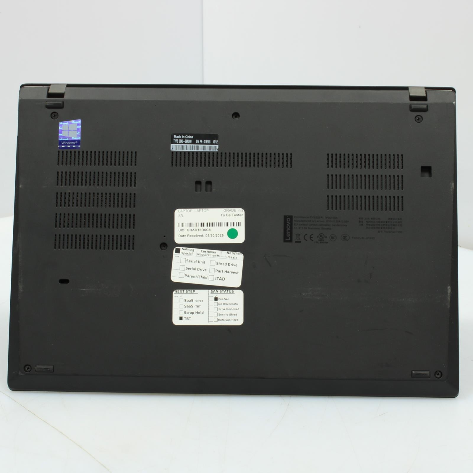 Lenovo Thinkpad T490 Intel Core i5 8th Gen 16GB RAM No Drive/OS/Battery Laptop