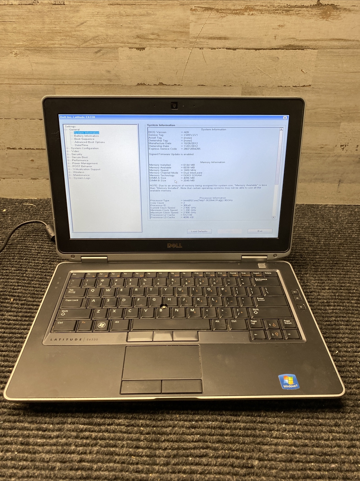 Dell Latitude E6330 Laptop BOOTS Intel Core i7-3520M @ 2.90GHz 6GB RAM NO HDD
