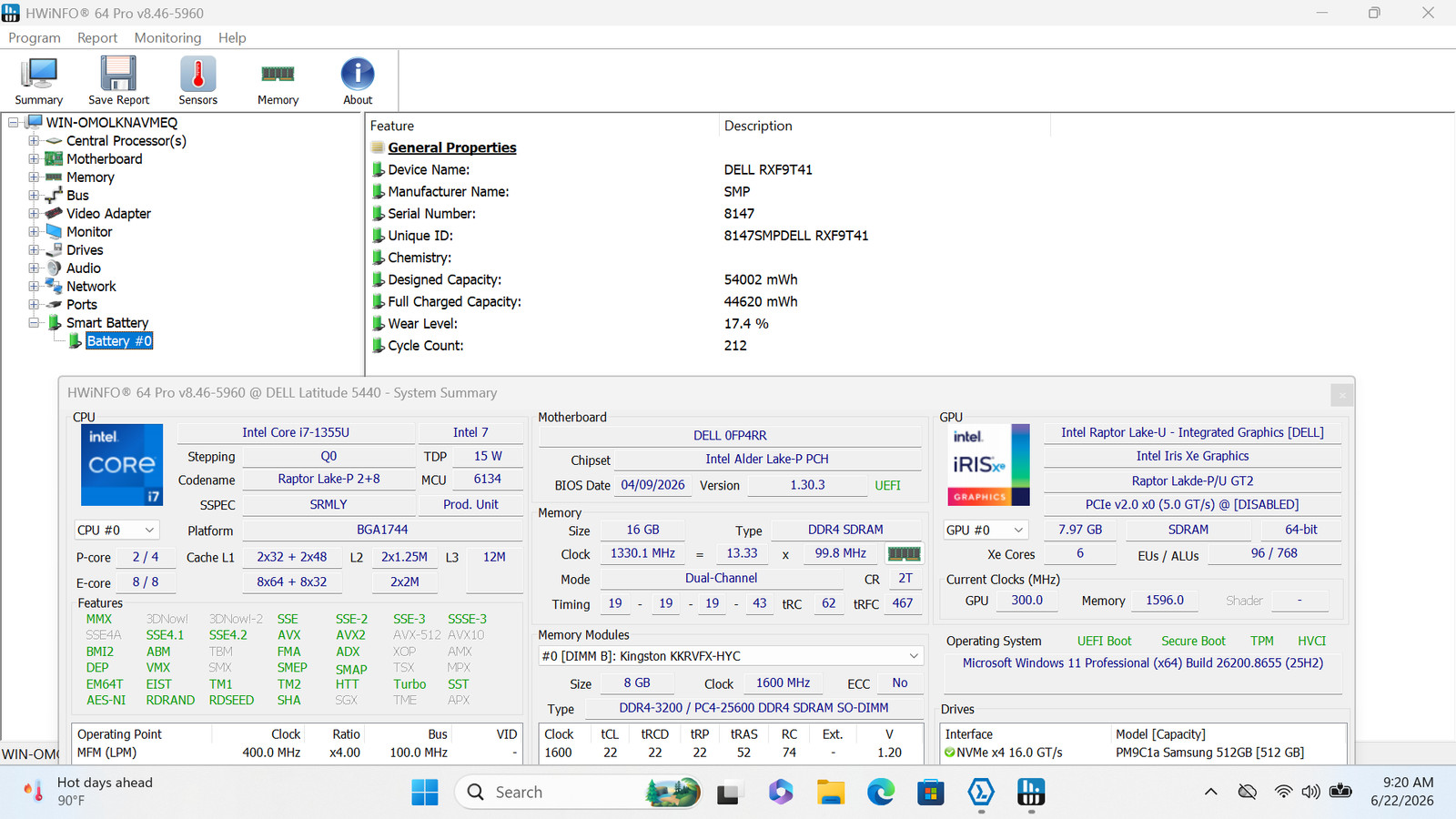 Dell Latitude 5440 14″ FHD 13TH I7-1355U 512GB SSD 16GB W11P Webcam Backlit FPR