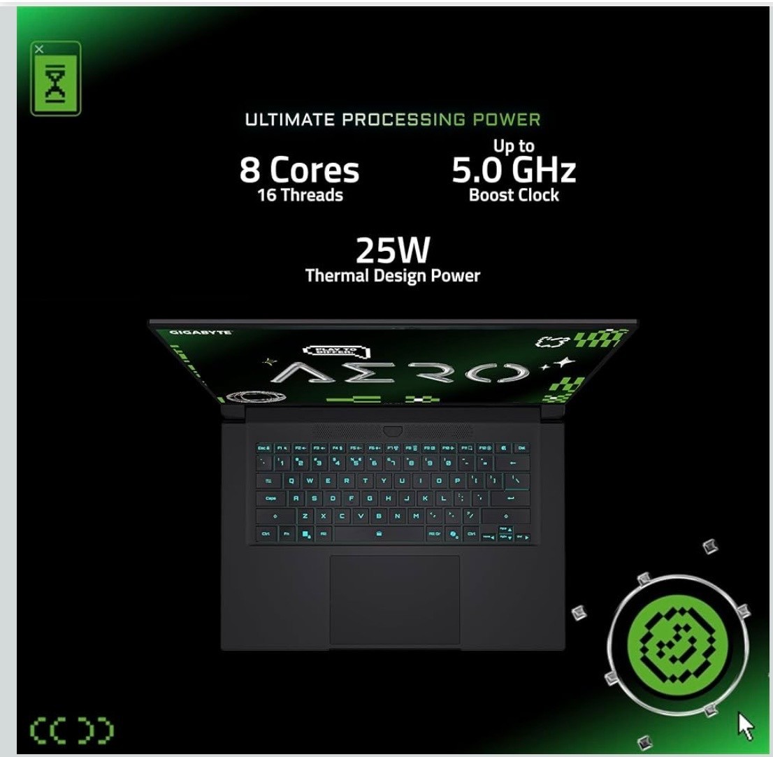 GIGABYTE – AERO X16 – Copilot+ PC – 16″ 2560×1600 WQXGA AMD Ryzen Al 7 350