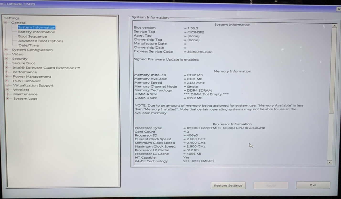 Dell Latitude E7470 Touchscreen 14″ i7-6600U@2.6GHz, 8GB RAM, No SSD, No OS