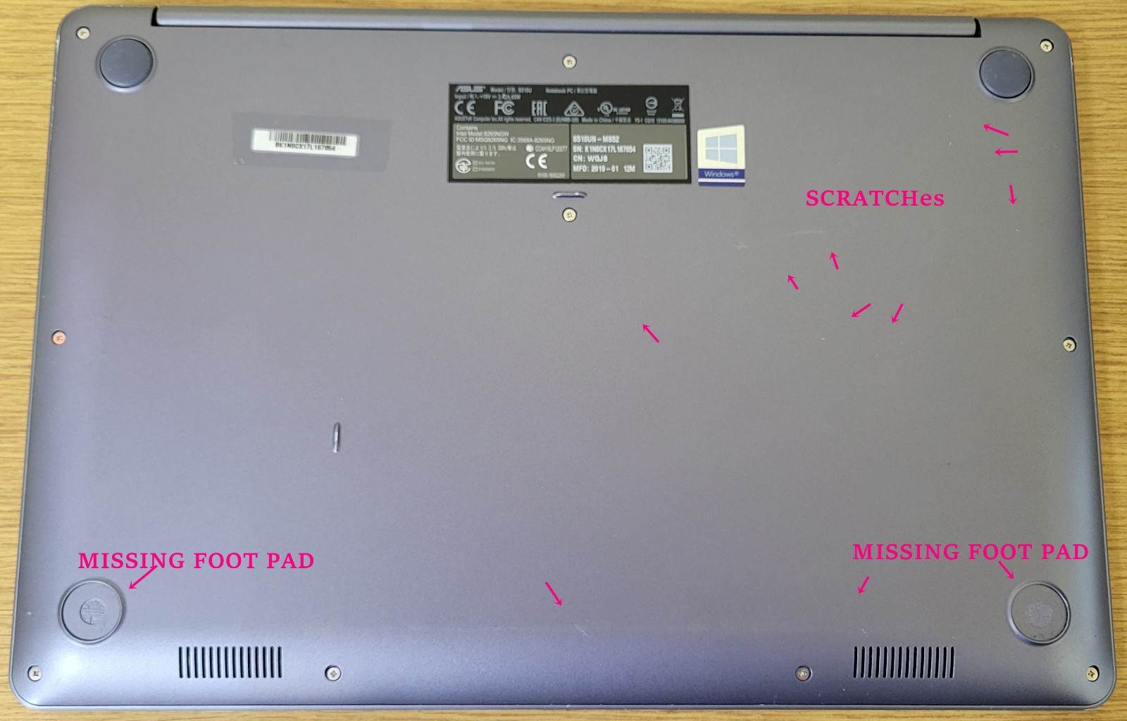 Asus X510UNR i5-8250U 1.60GHz 16GB GeForce Mx 150 NO OS/HDD/SSD