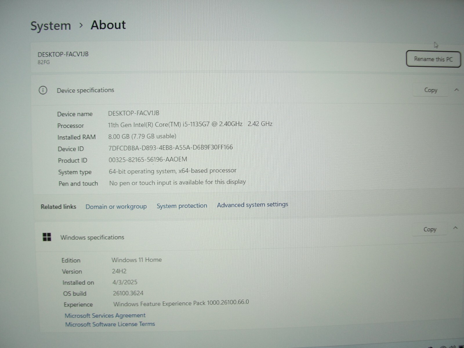 Lenovo IdeaPad 5 15ITL05 15.6” FHD Intel Core i5-1135G7 2.4GHz 8GB SSD 256GB