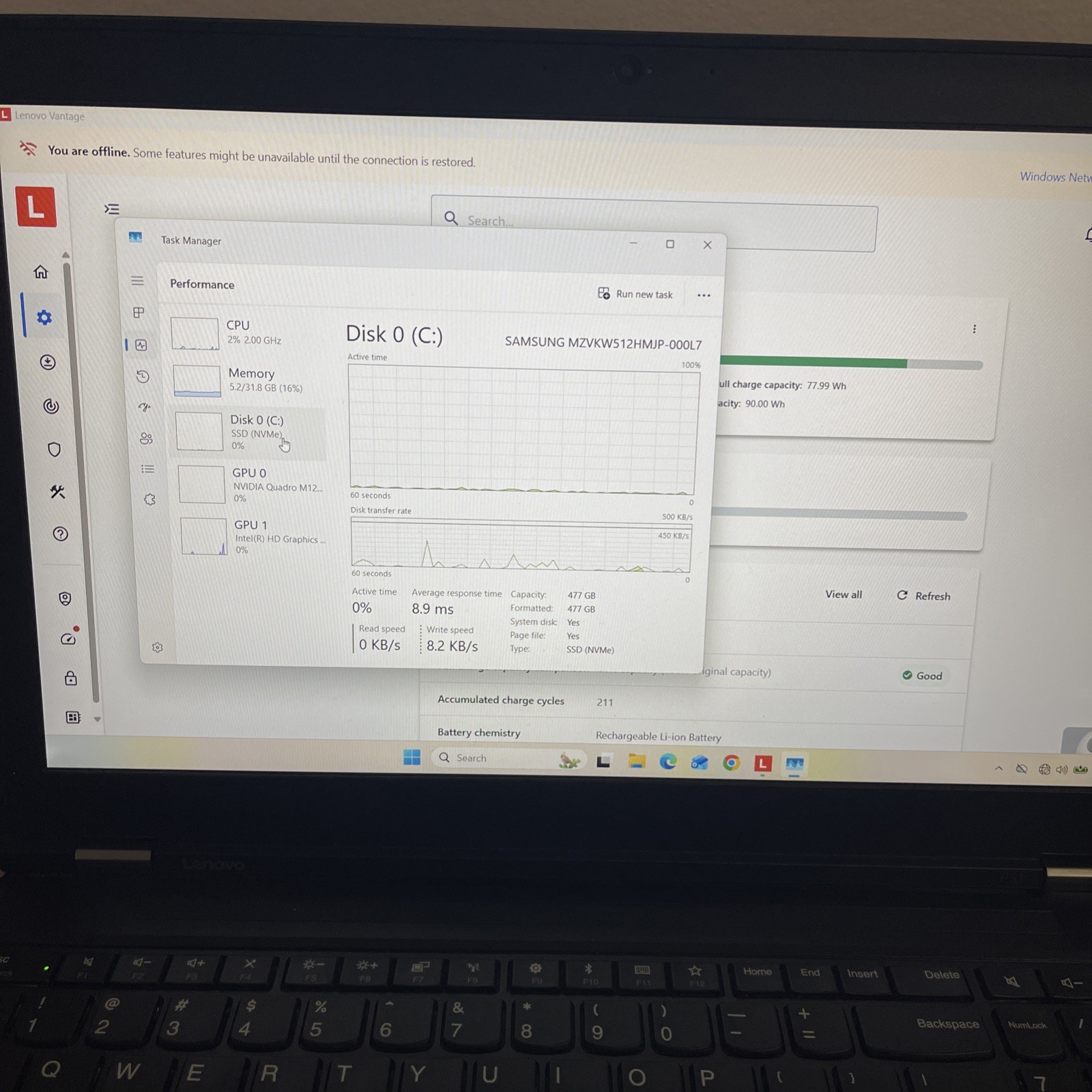 Lenovo ThinkPad P51 i7-7700HQ 32GB 500GB NVMe Quadro M1200 FHD Win11 Pro