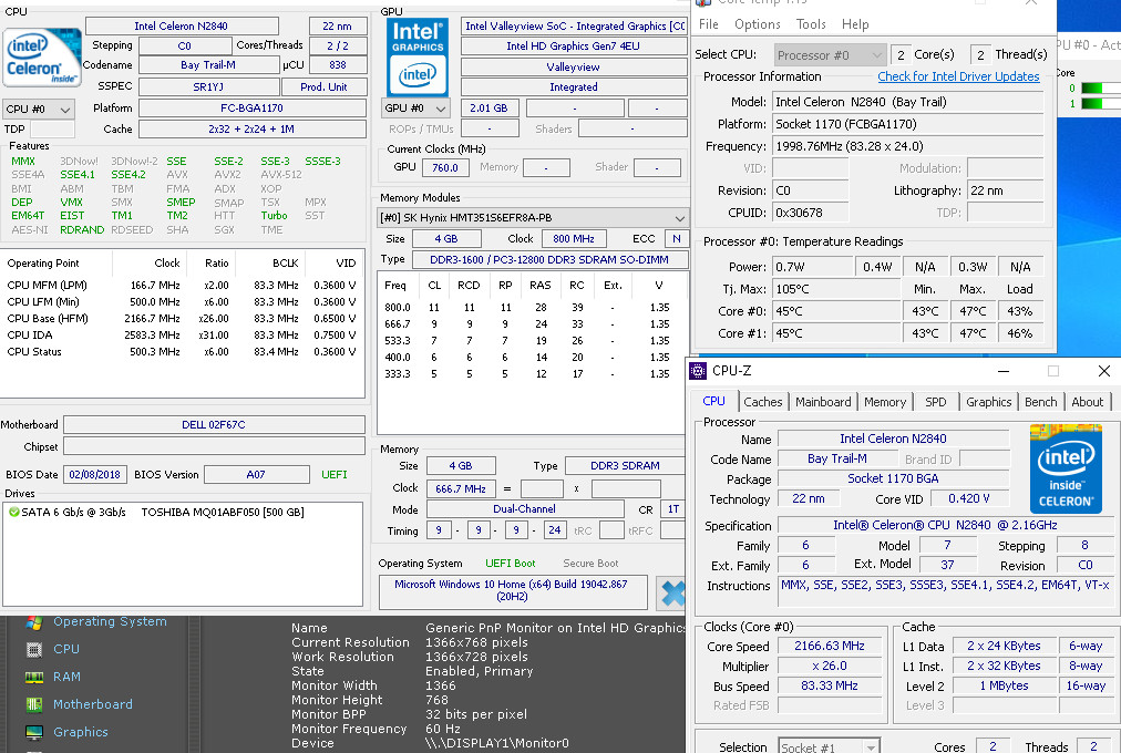 Dell inspiron 14 3541. 4 GB RAM, 500 GB HDD.