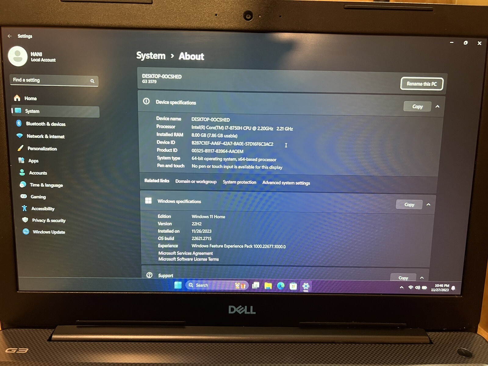 Dell g3 3579 Gaming Laptop