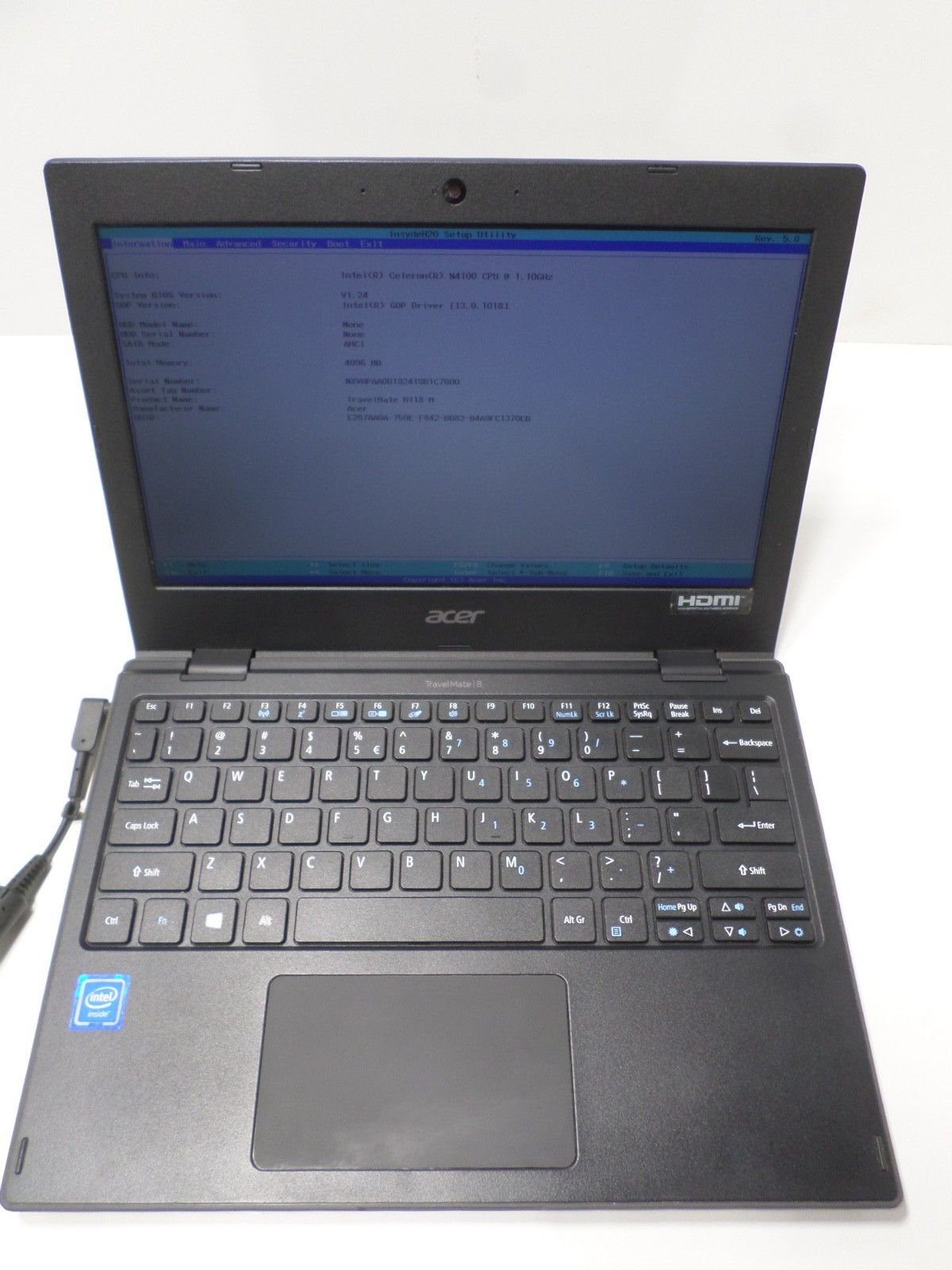 Acer TravelMate B118-M , N4000 4GB Ram No SSD No Charger