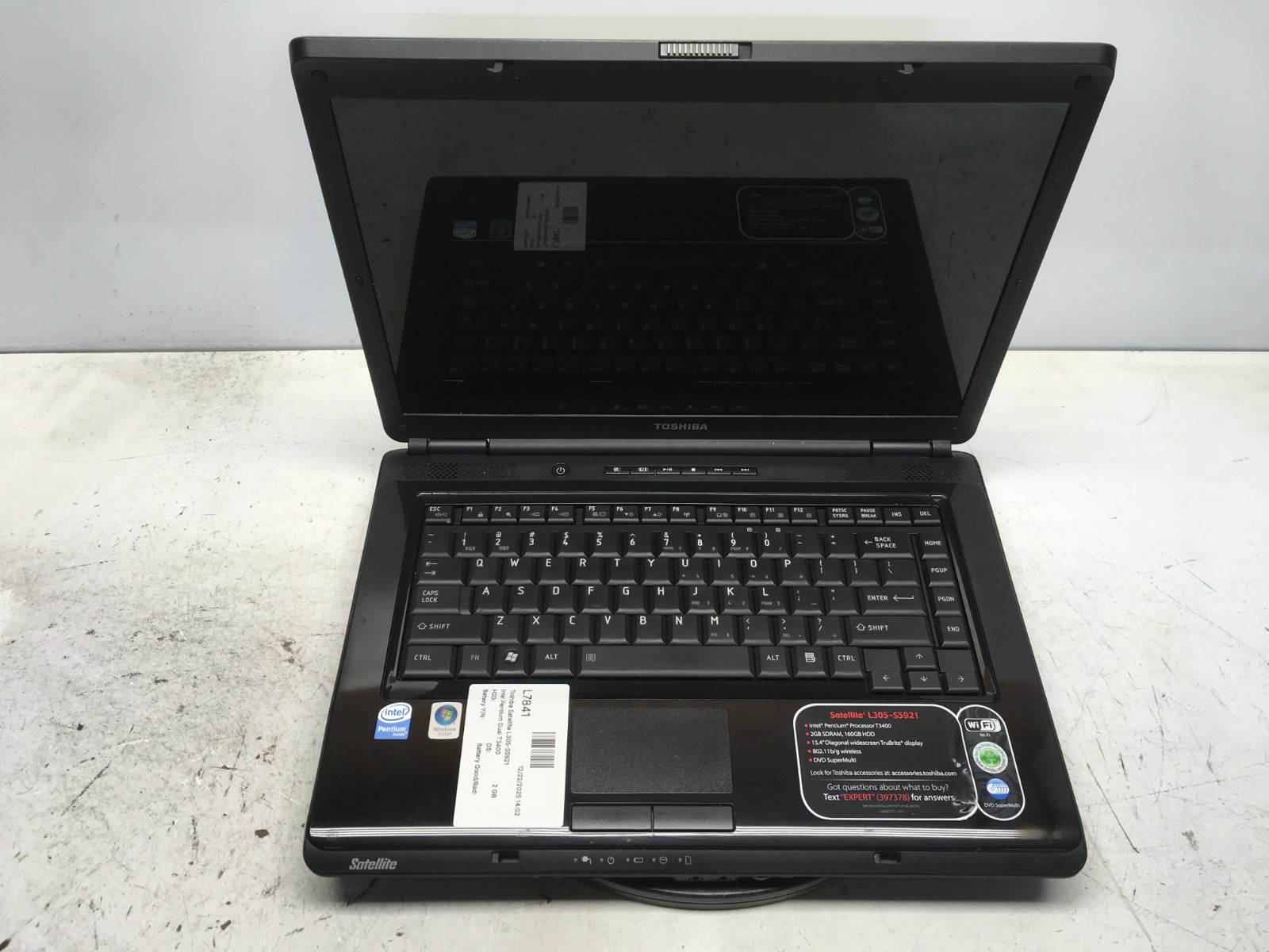 Toshiba Satellite L305-S5921 Intel Pentium Dual T3400 2.16GHz 2 GB NO HDD