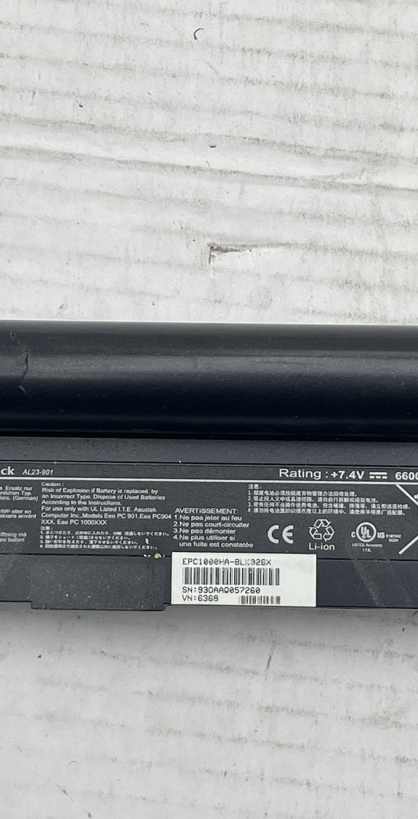 Asus Eee PC 1000HA Netbook Black For Parts or Repair Disassembled