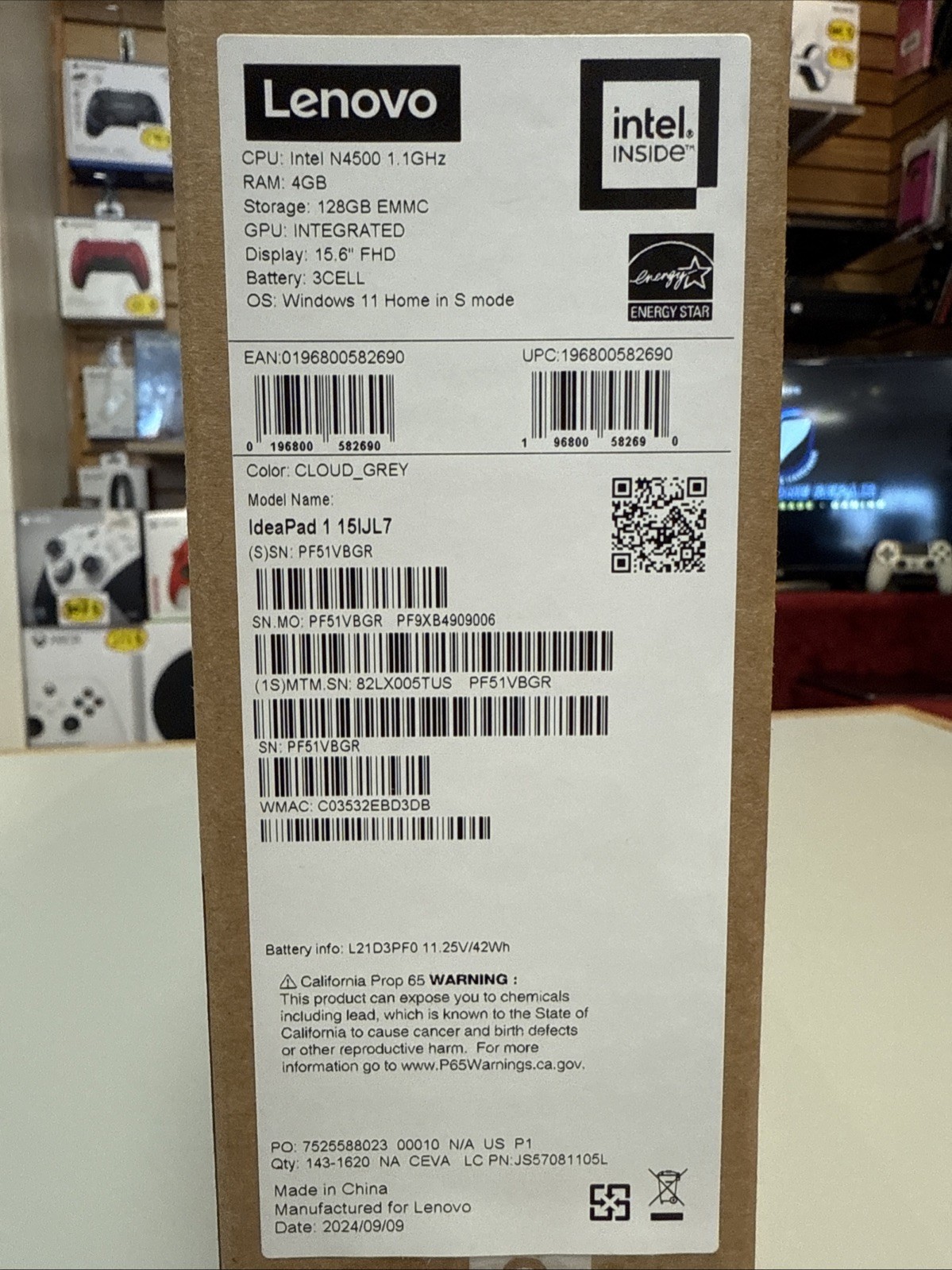 Lenovo IdeaPad 1 15IJL7 15.6” (128GB eMMC Intel Celeron N4500 1.1GHz 4GB…