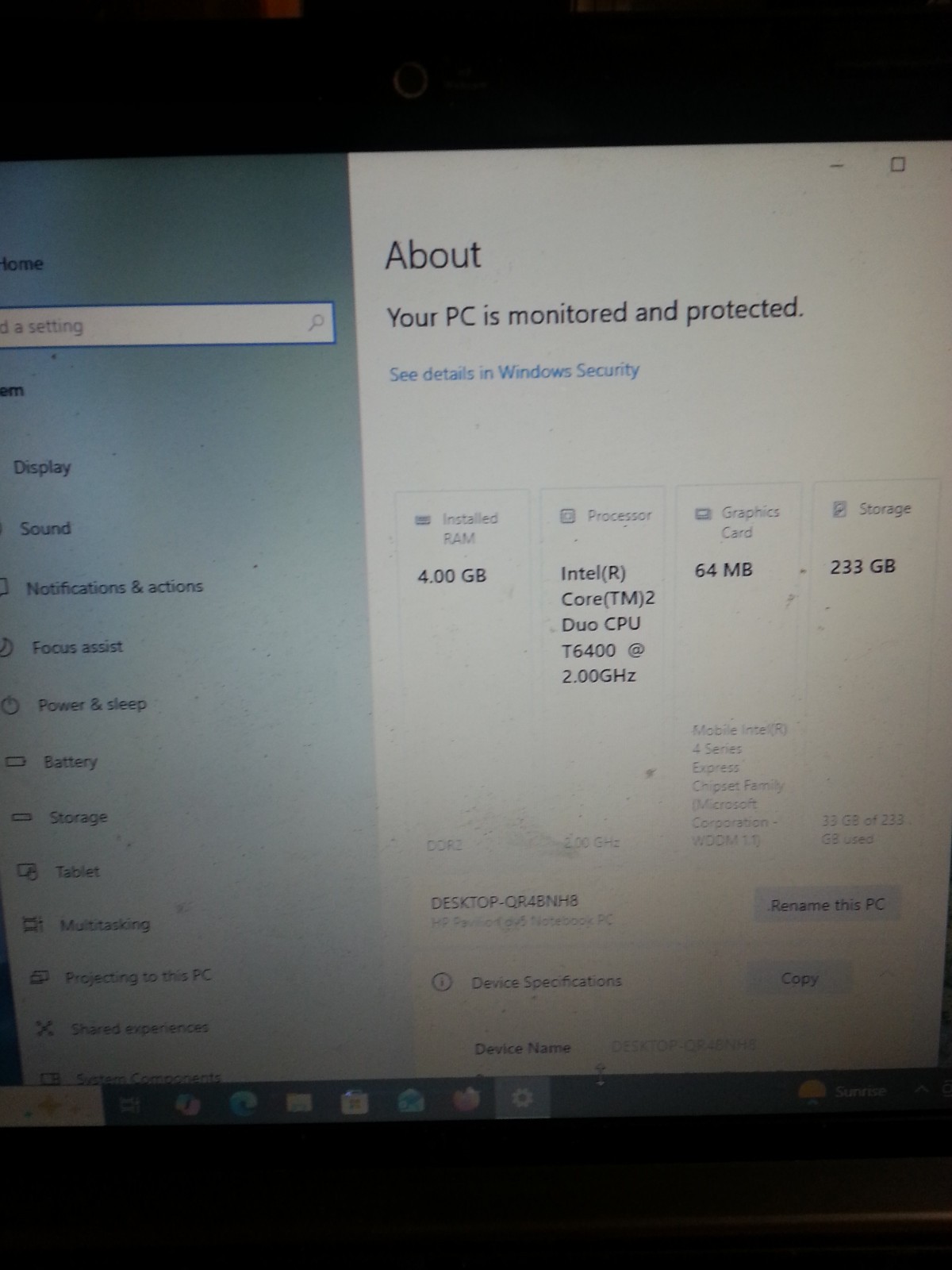 HP DV5 1235DX 15″ Laptop Intel 2GH, 4Ram, 250HDD, Windows 10 PRO