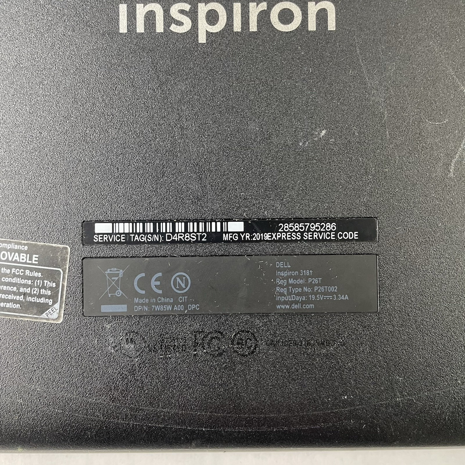 Dell Inspiron 3181 11.6″ Celeron N3060 1.60 GHz 4 GB RAM 16 GB HDD No AC – READ