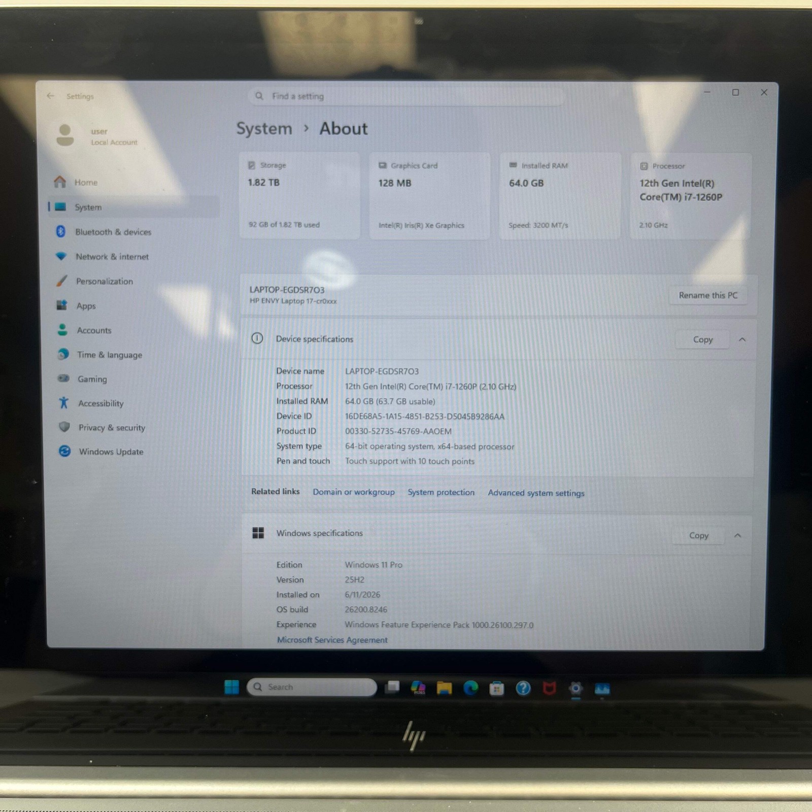HP Envy 17T-CR0000 17.3″ i7-1260P 2.1GHz 64GB RAM 2TB SSD