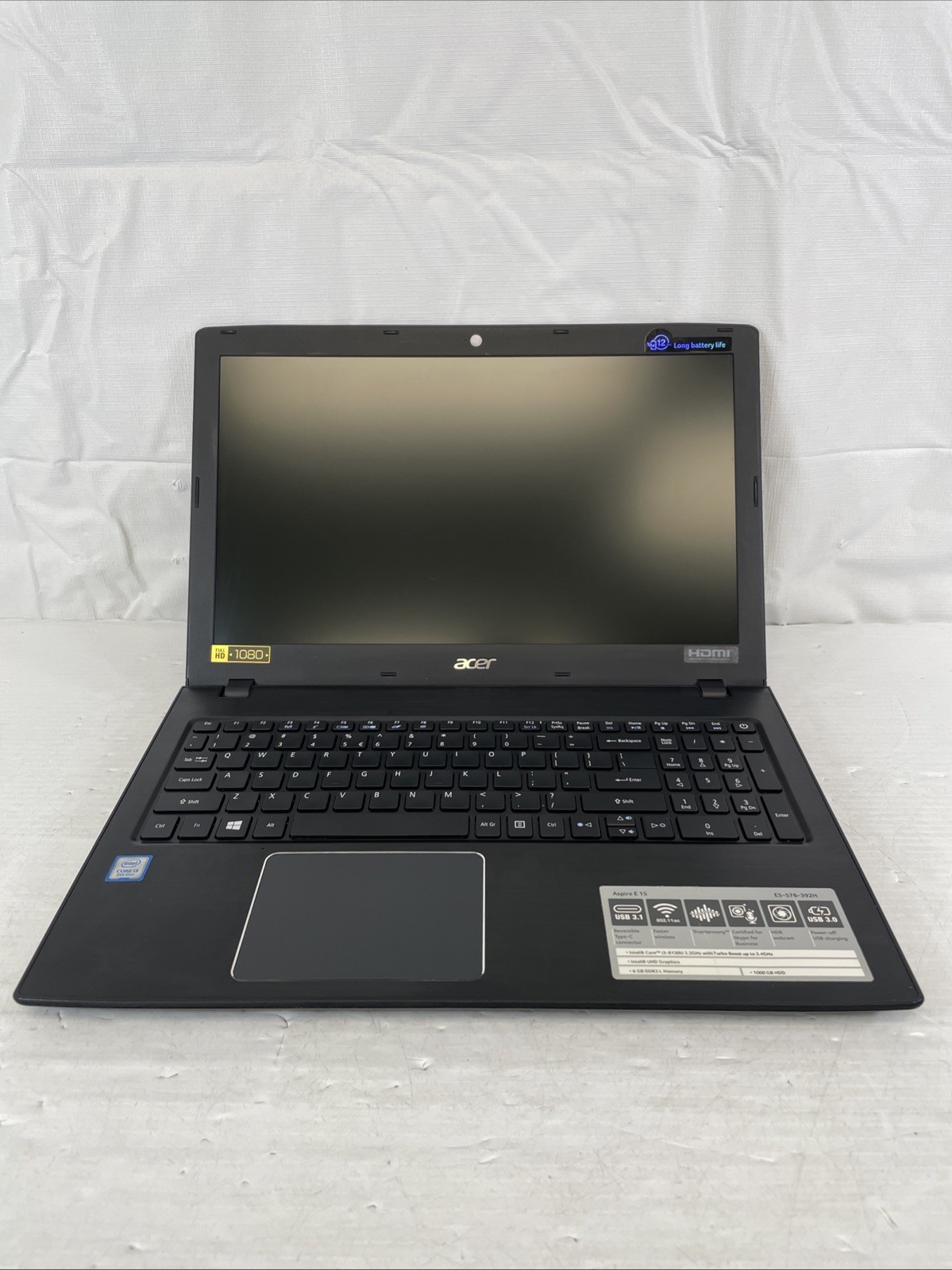 Acer Aspire E15-576-392H Intel Core i3-8130U 2.20GHz 6GB RAM 1TB HDD Windows 11