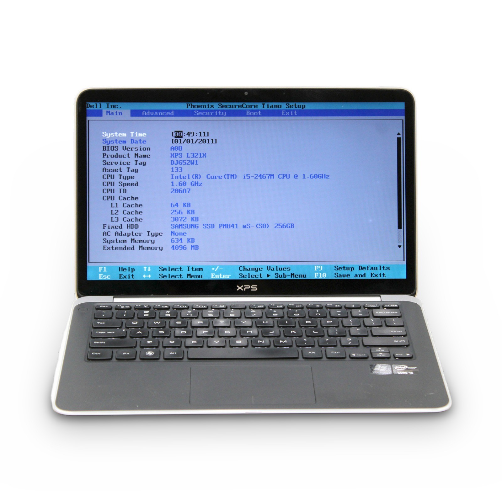 Dell XPS L321X 13in i5-2467M 4GB Ultrabook Grade B No OS, Drive, Power Cord