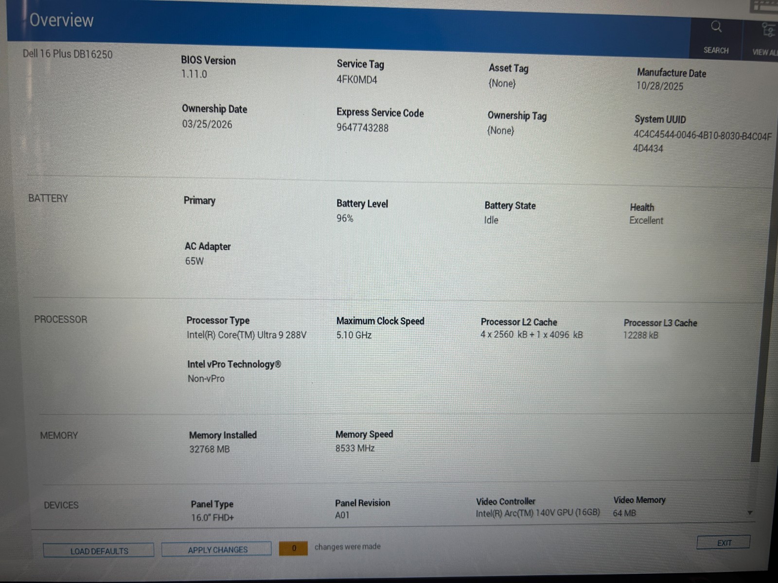 DELL 16 DB16250 VPVXG, Intel Core Ultra 9 288V, 3.30 GHz, 32 GB RAM, 1 TB NVMe