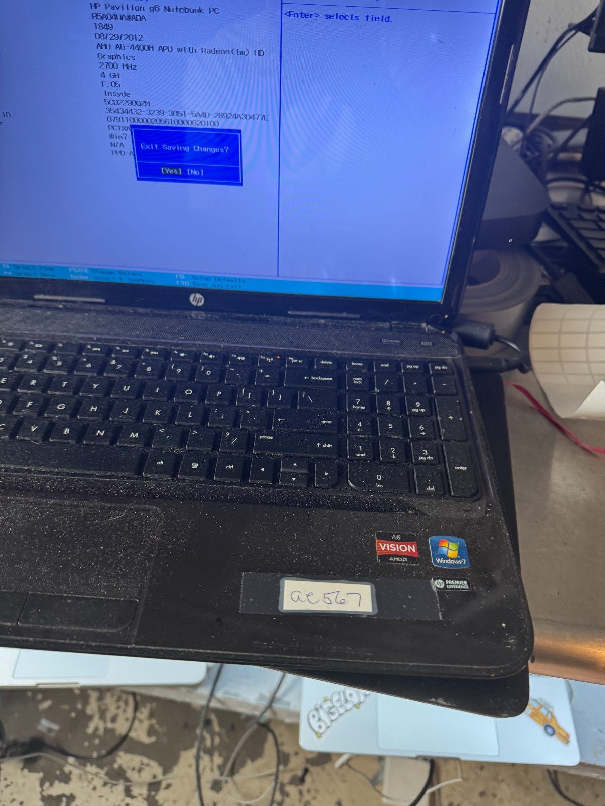 HP Pavilion g6 AMD A6 4400M, 4GB RAM, 15.6″ Laptop for Parts/Repair #4871