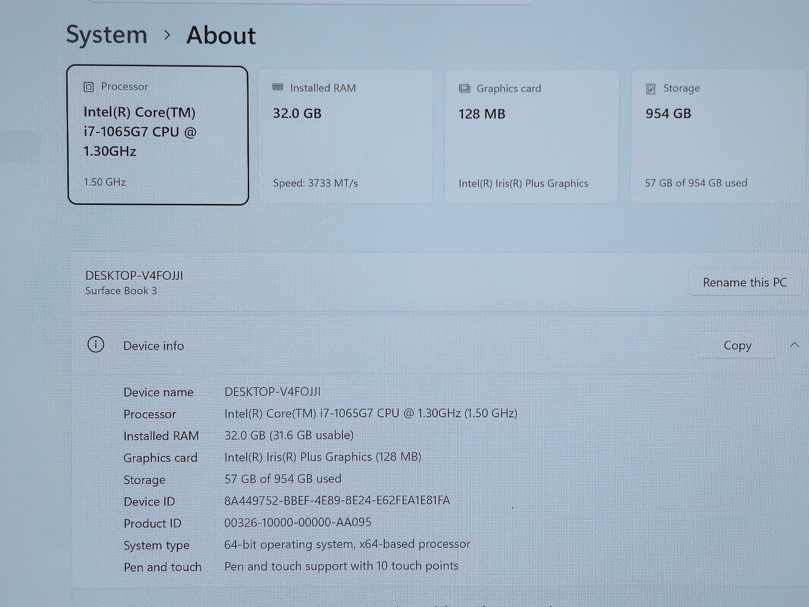 Surface Book 3 15″ (1899) i7-1065G7 32GB RAM 1TB SSD GTX 1660 GPU 6GB GDDR6