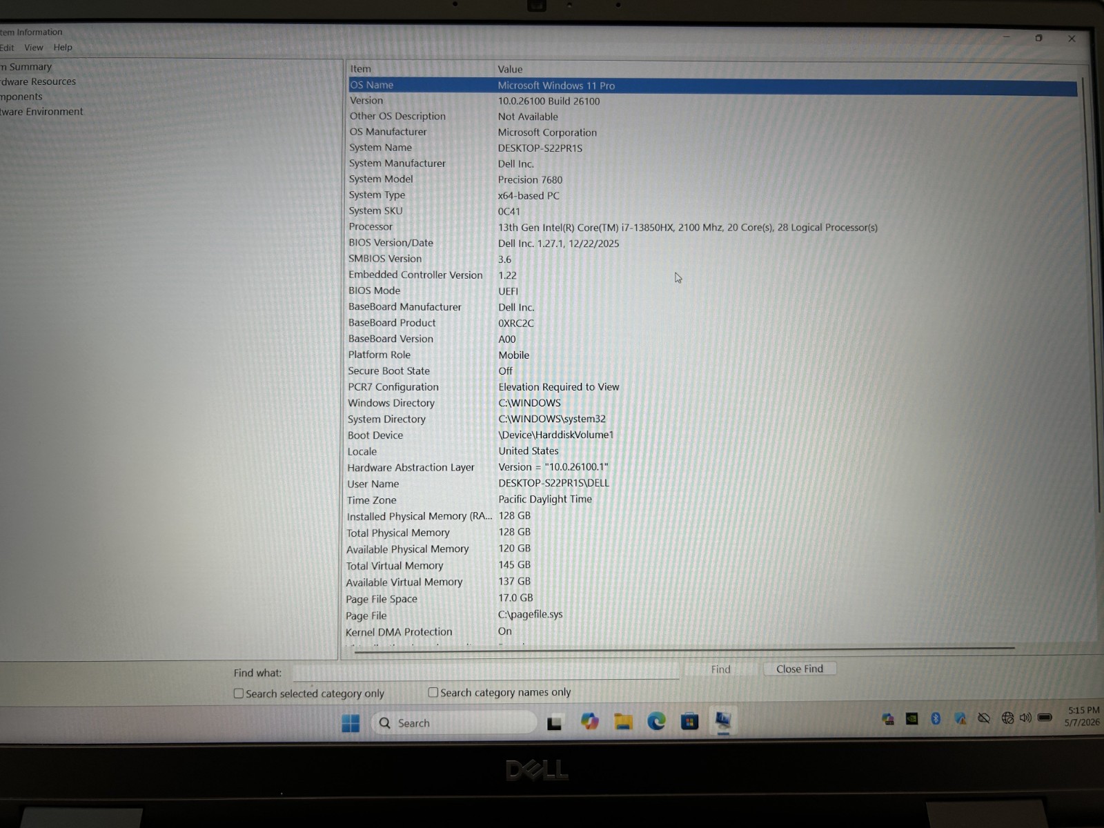 Laptop Dell Precision 7680 16″ Core i7-13850HX 128GB RAM 2TB SSD RTX 2000 Win 11