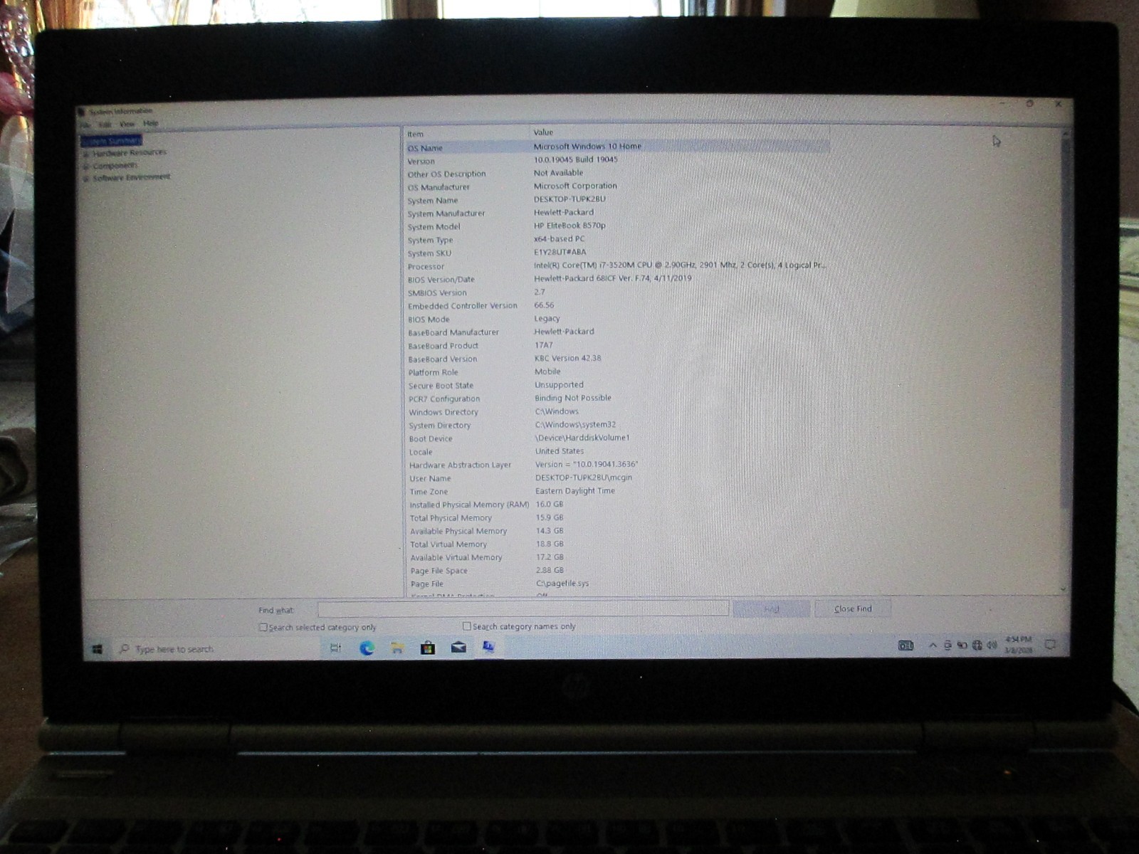 HP Elitebook 8570p i7 2.9GHz/16GB Ram/ 1TB HDD/ Win 10/ NICE Condition WORKING